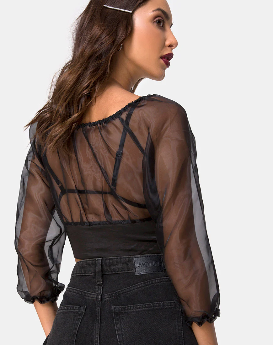 Lancelle Top in Satin Black - Awmao