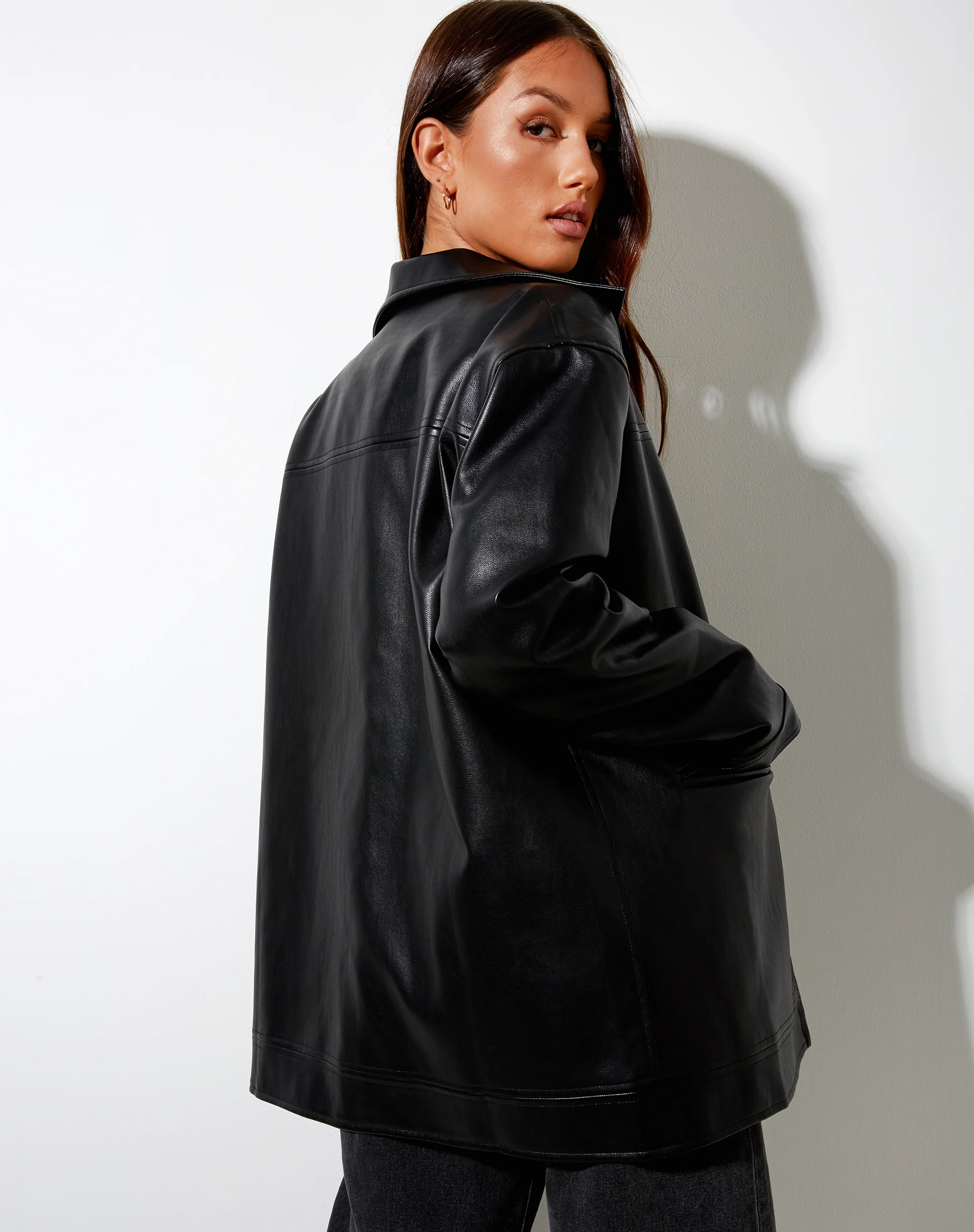 Katana Jacket in Pu Black - Awmao