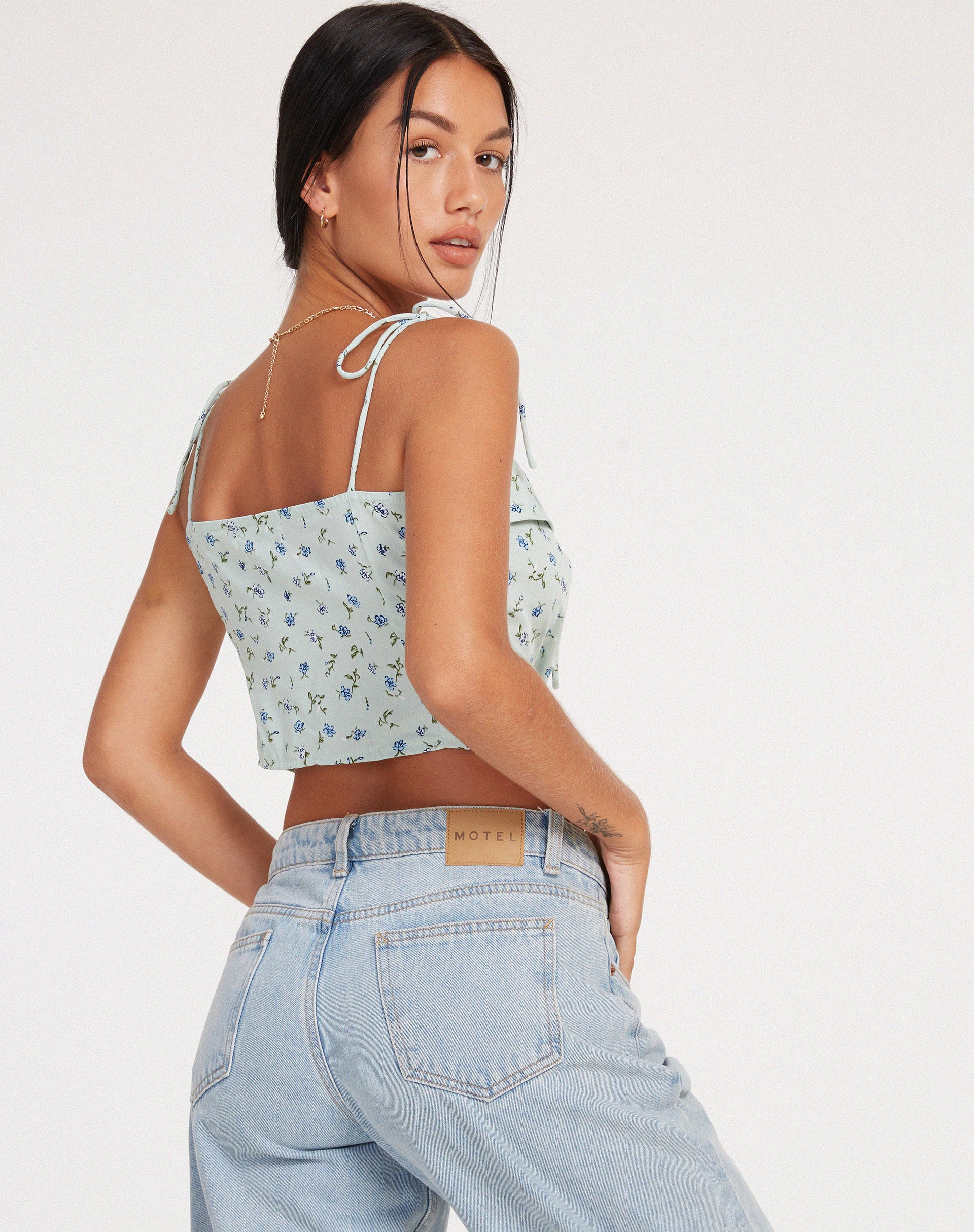 Kali Cami Top in Pretty Petal Green - Awmao