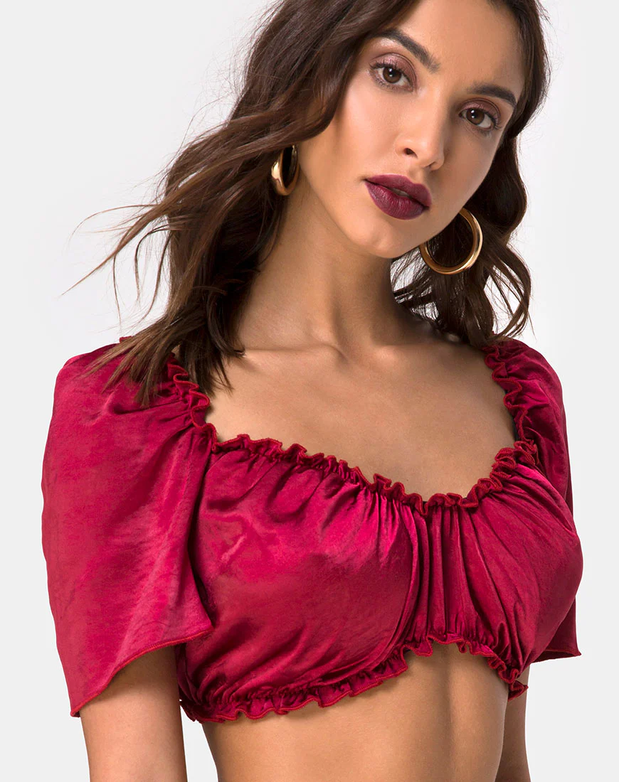 Morgan Top in Satin Cherry - Awmao