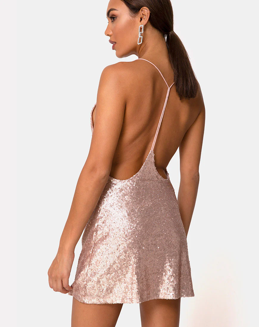 Ringo Finn Dress in Rose Sequin - Awmao