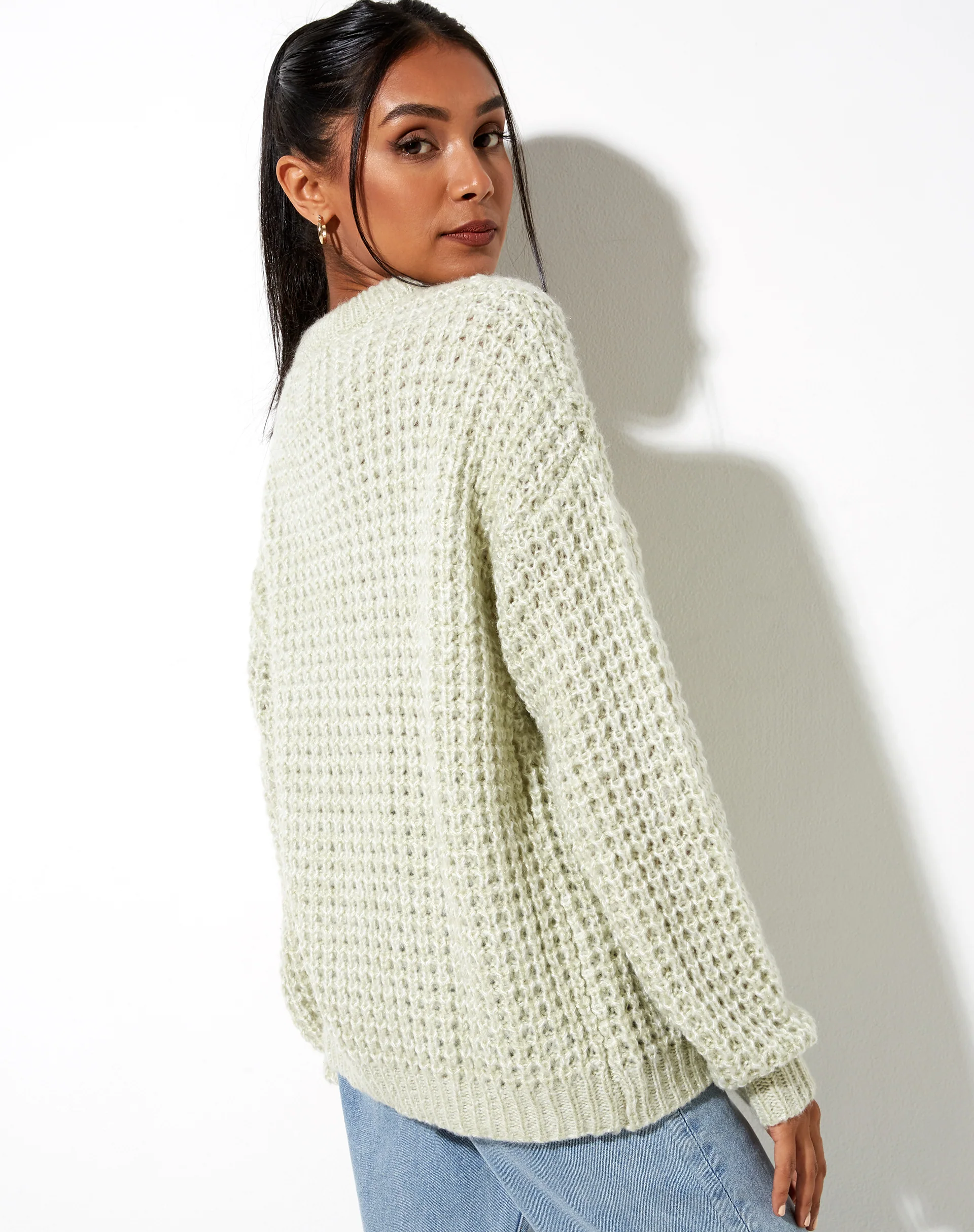 Caribou Jumper in Chunky Knit Mint - Awmao
