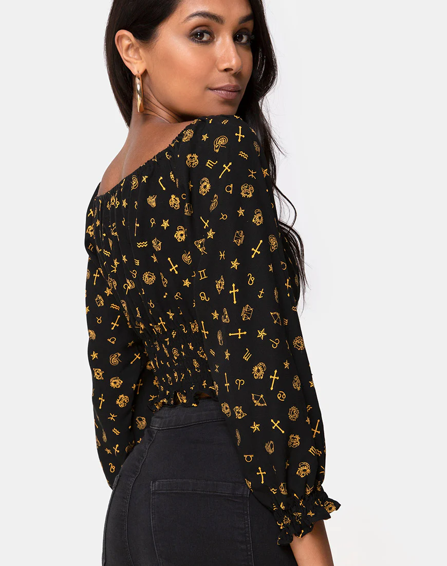 Lancer Crop Top in Mini Astro Black - Awmao