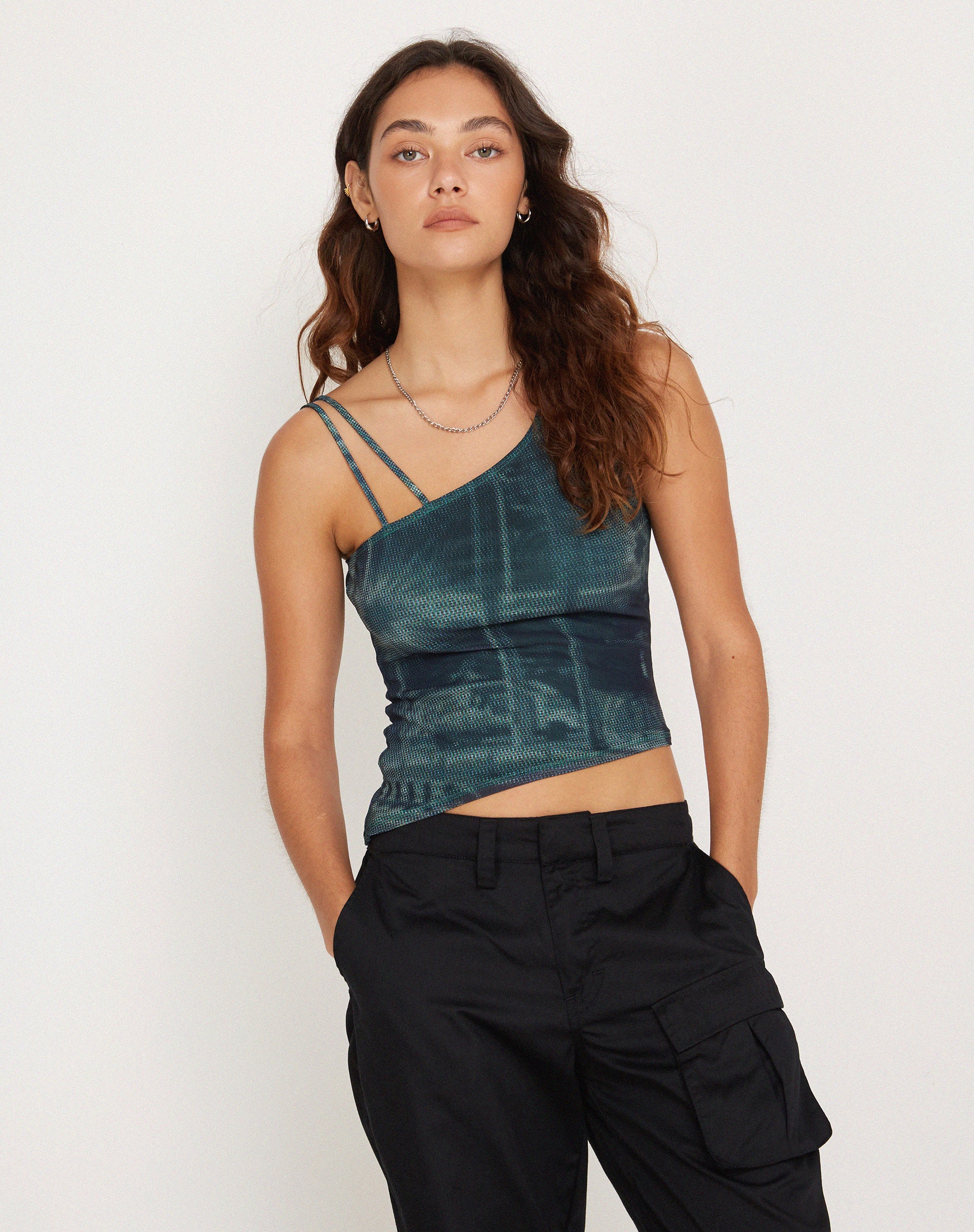 Lanica Top in Cityscape Green - Awmao