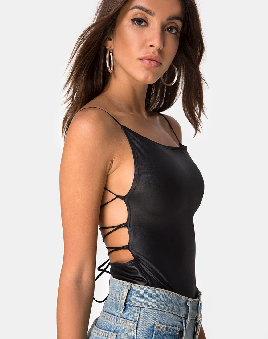 Kozula Bodice in Black Coated - Awmao
