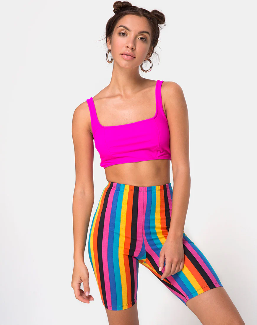 Cycle Short in New Vertical Mixed Stripe - Awmao