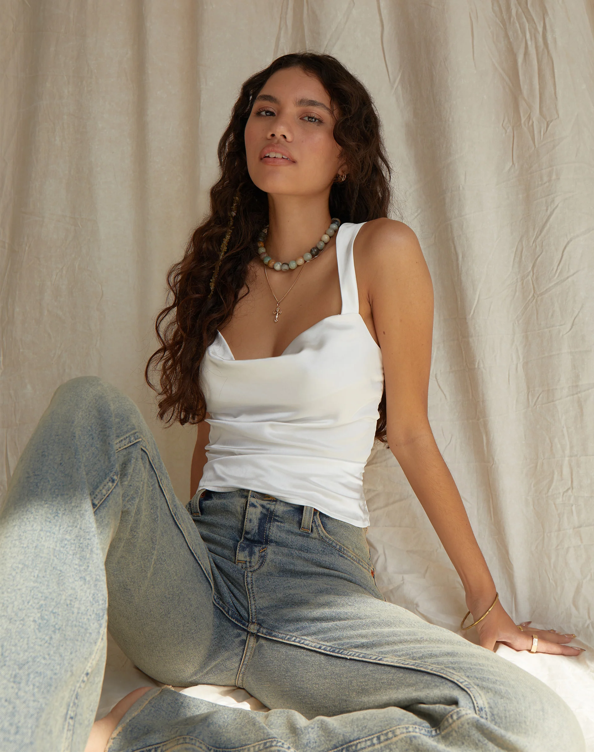 Kanaya Top in Satin Ivory - Awmao