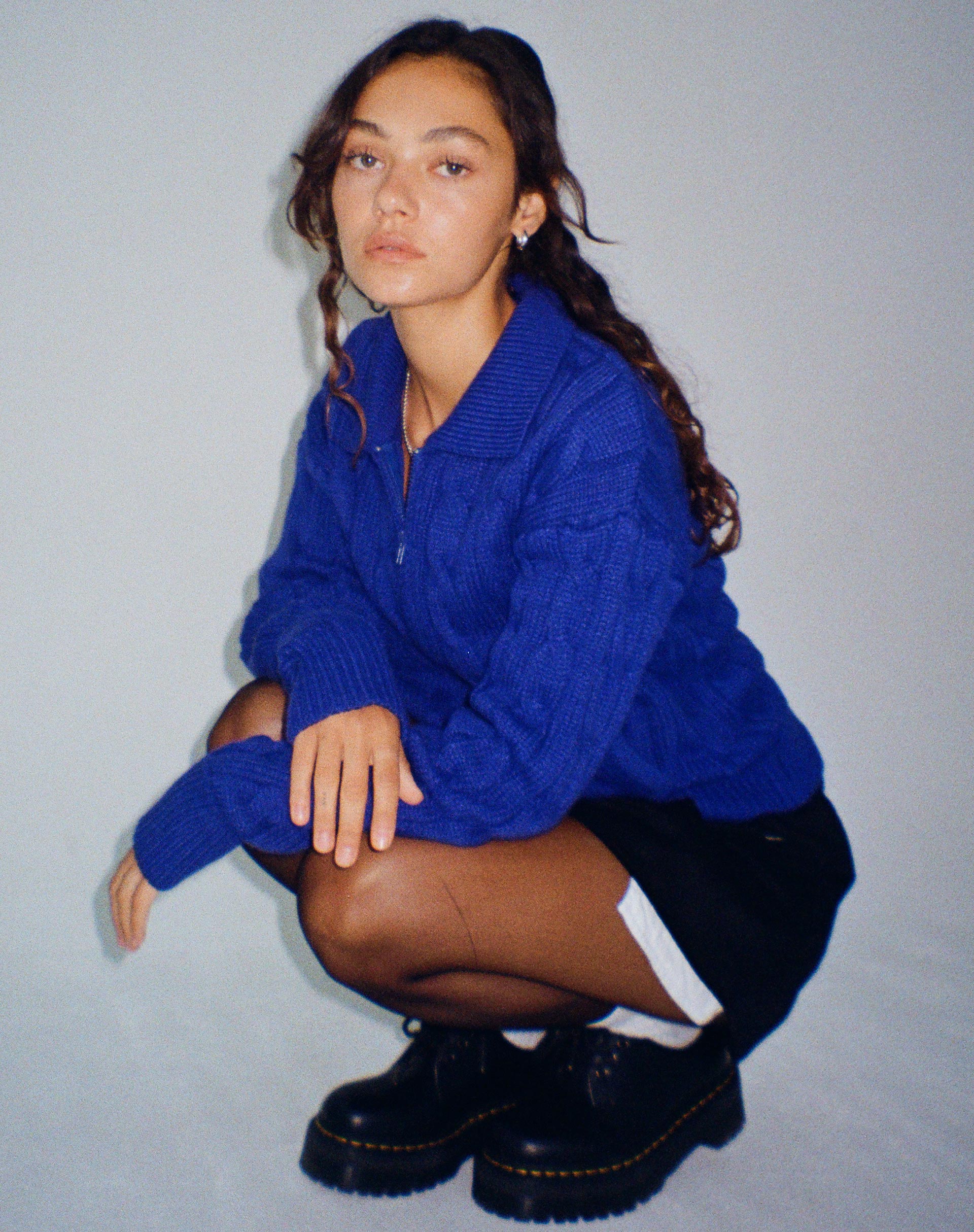 Atasya Knit Jacket in Cobalt - Awmao