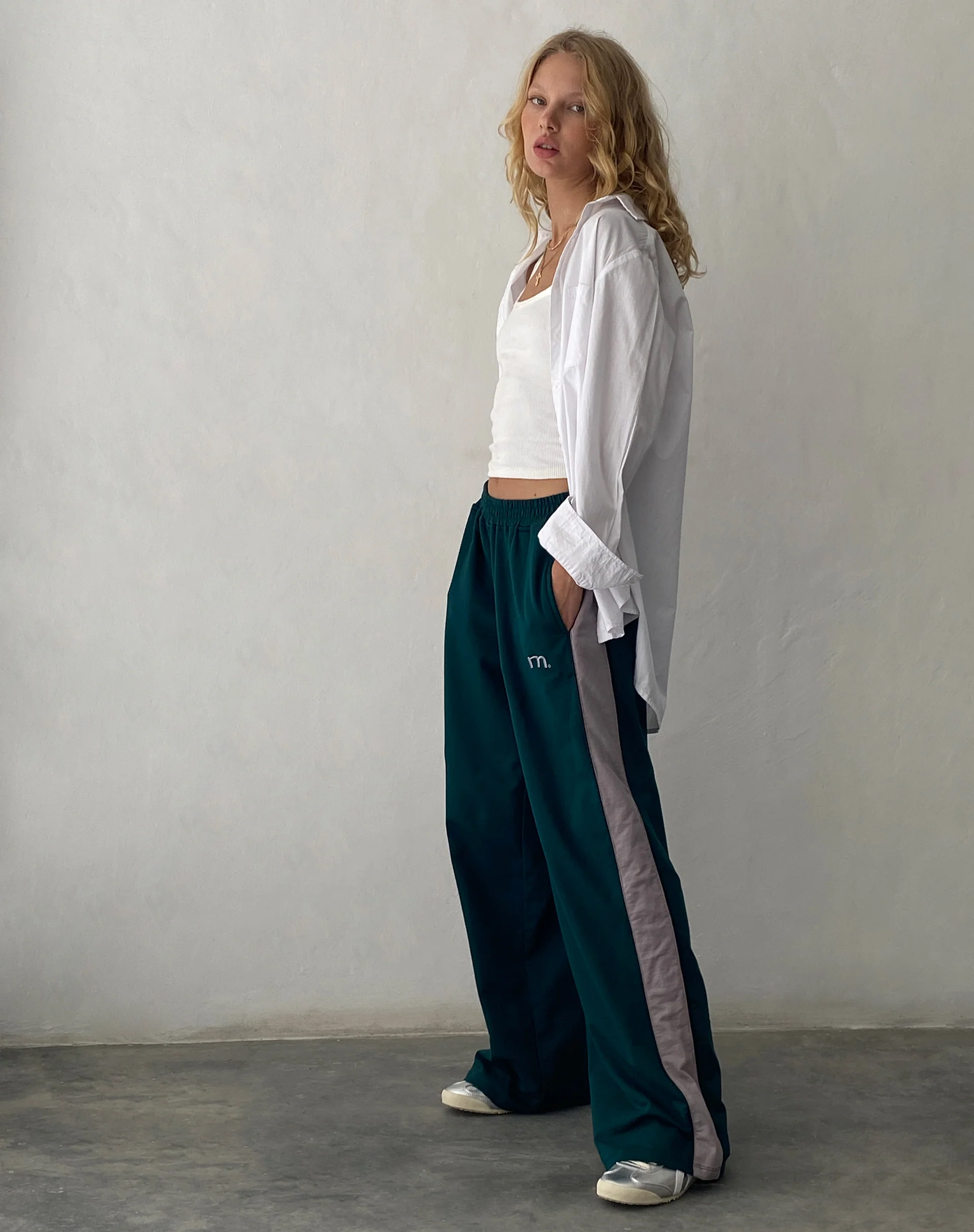 Bedion Oversized Jogger in Forest Green with M Embro - Awmao