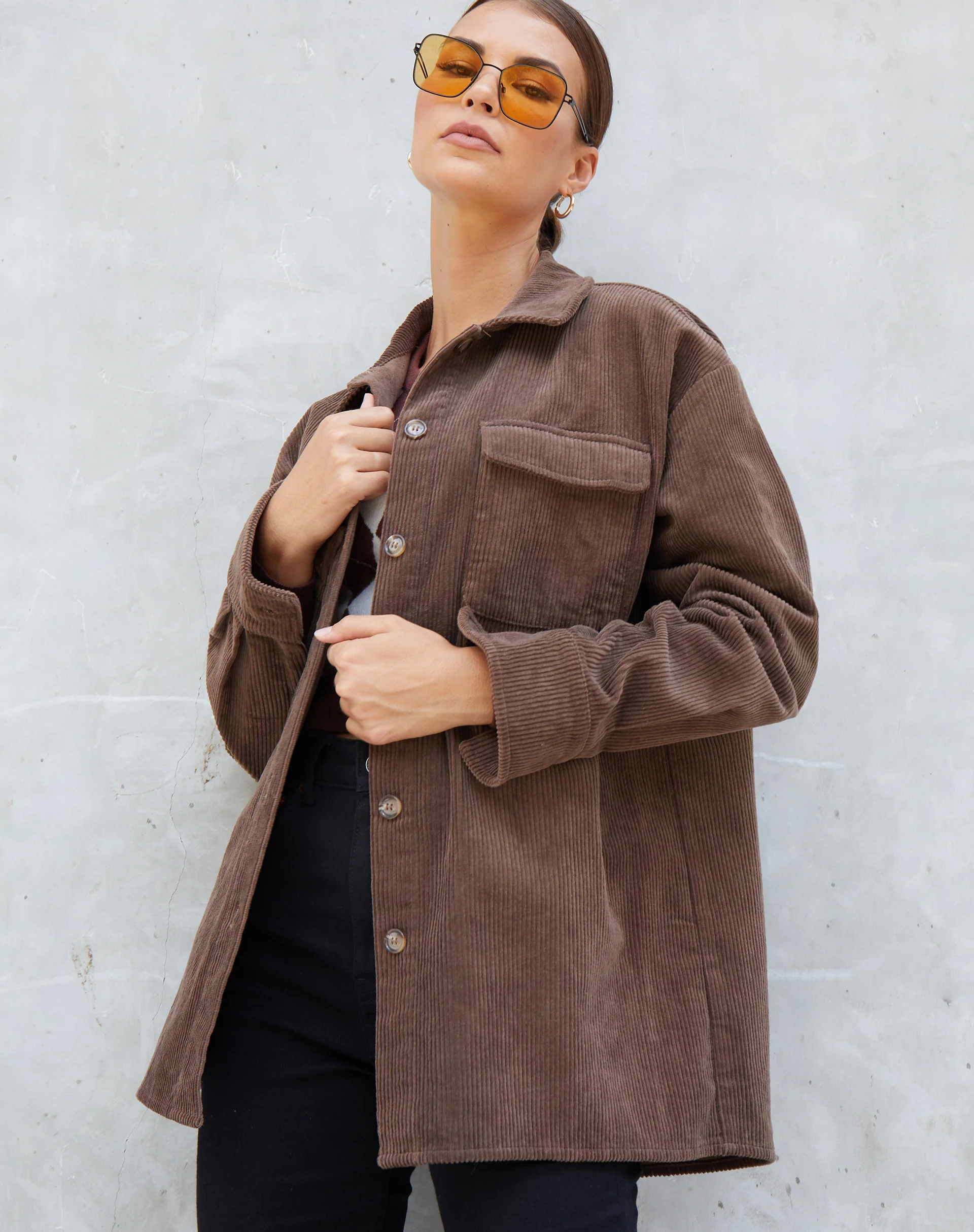 Marcy Shirt in Corduroy Brown - Awmao