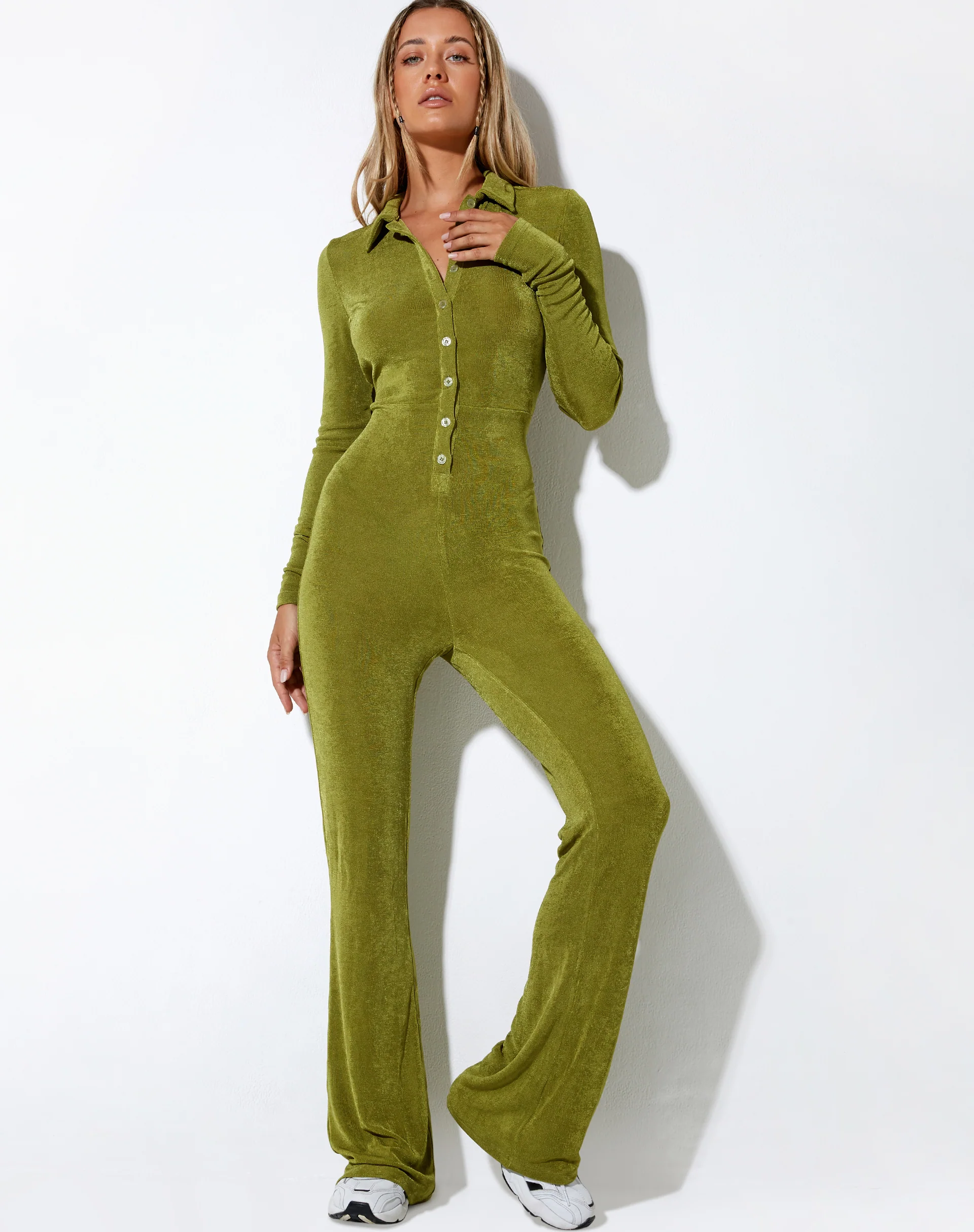 Salish Jumpsuit in Crepe Lime - Awmao