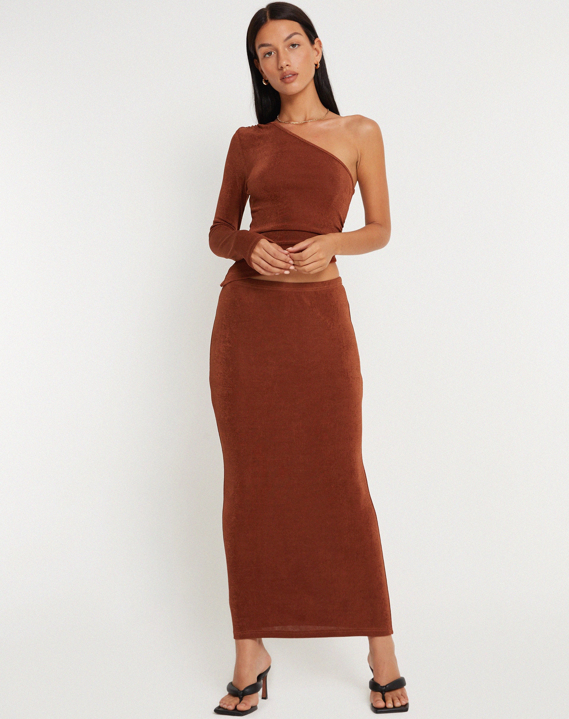 Tulus Maxi Skirt in Coffee Bean - Awmao