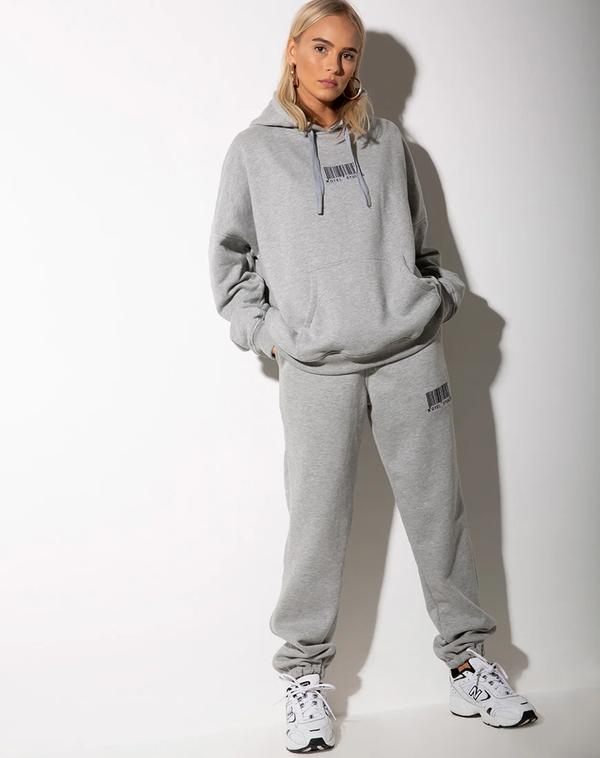 Basta Jogger in Grey Marl with 'Motel' Barcode Embro - Awmao