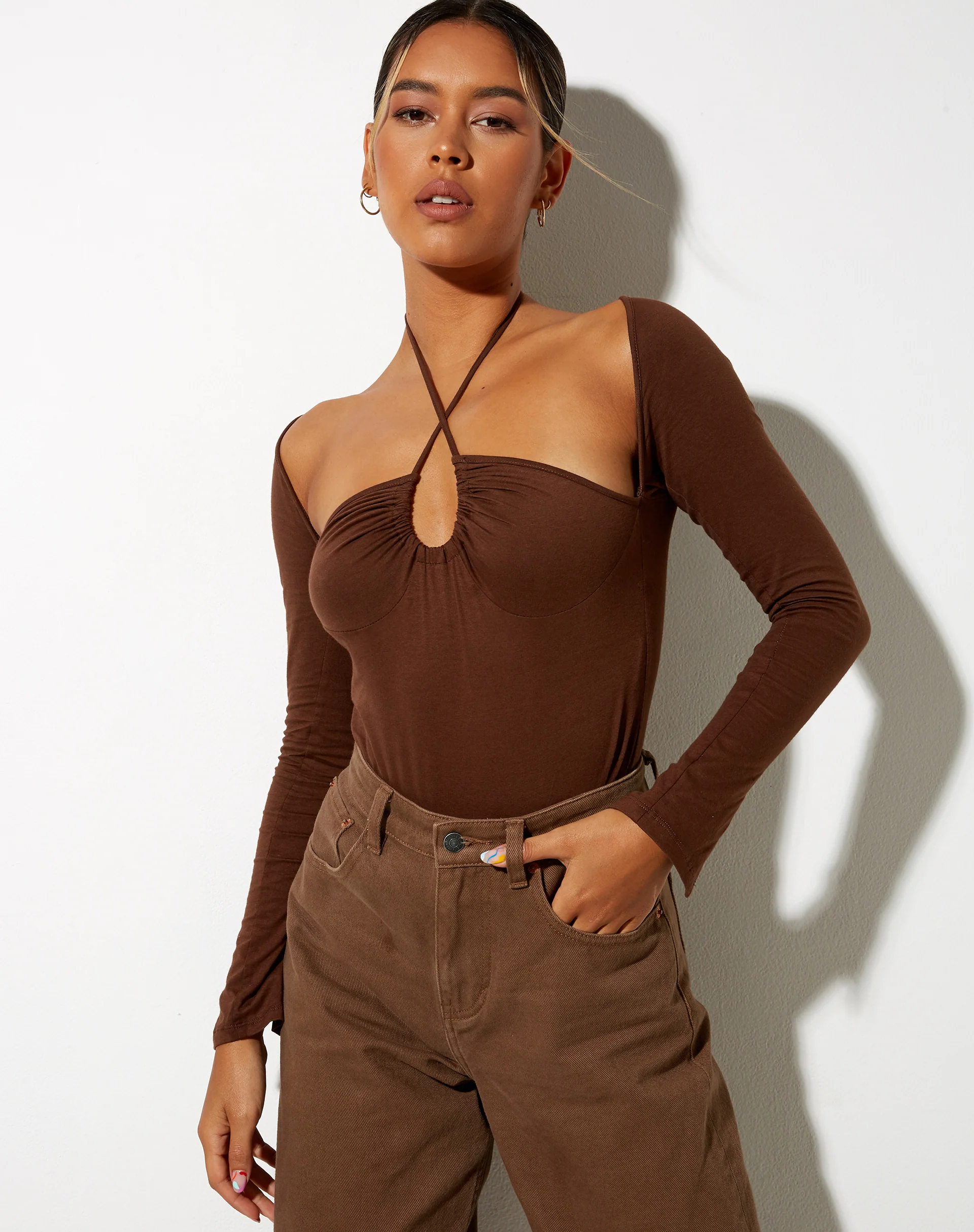 Lasira Bodice in Lycra Cocoa - Awmao
