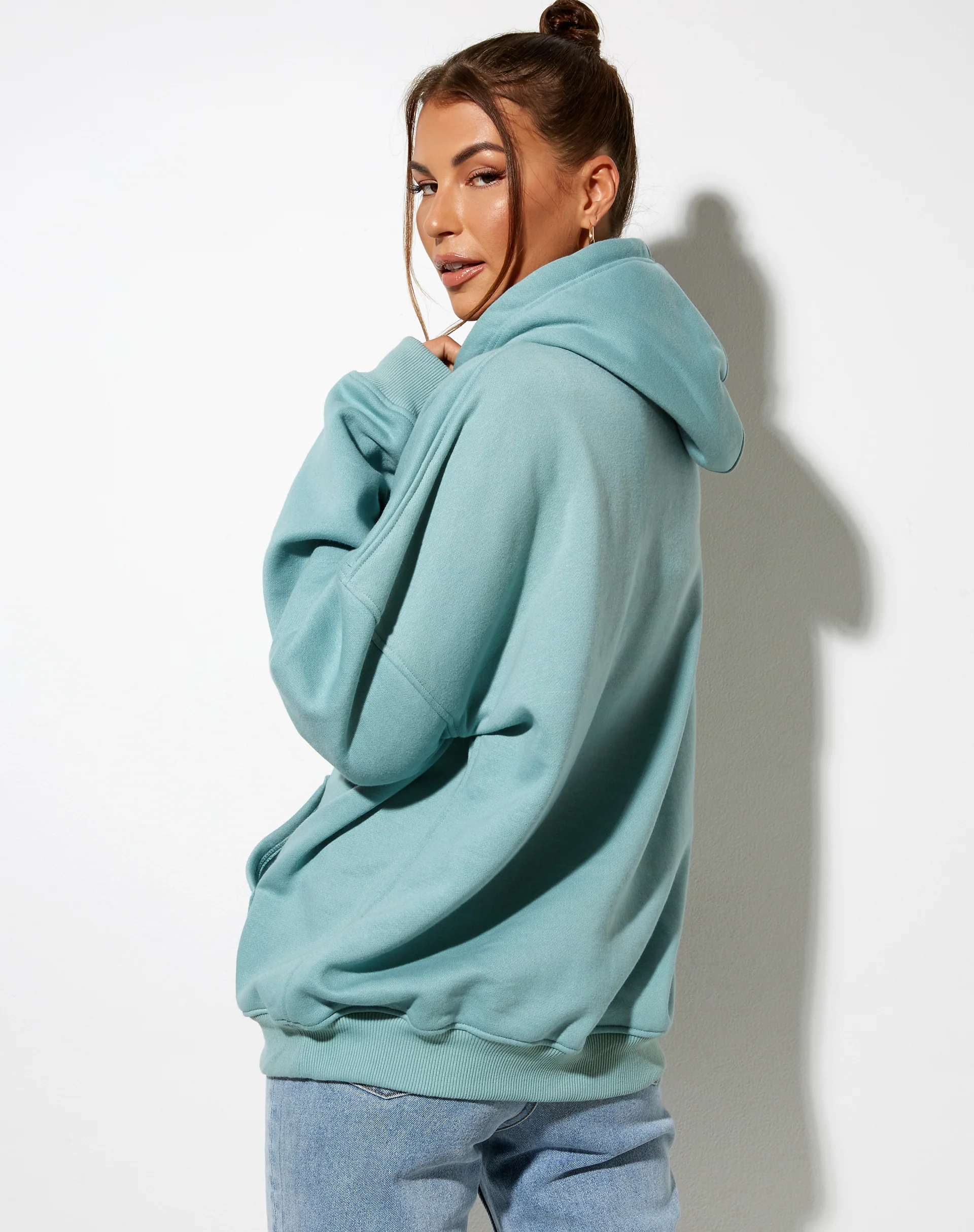 Oversize Hoodie in Seafoam 'Angel' Embro - Awmao