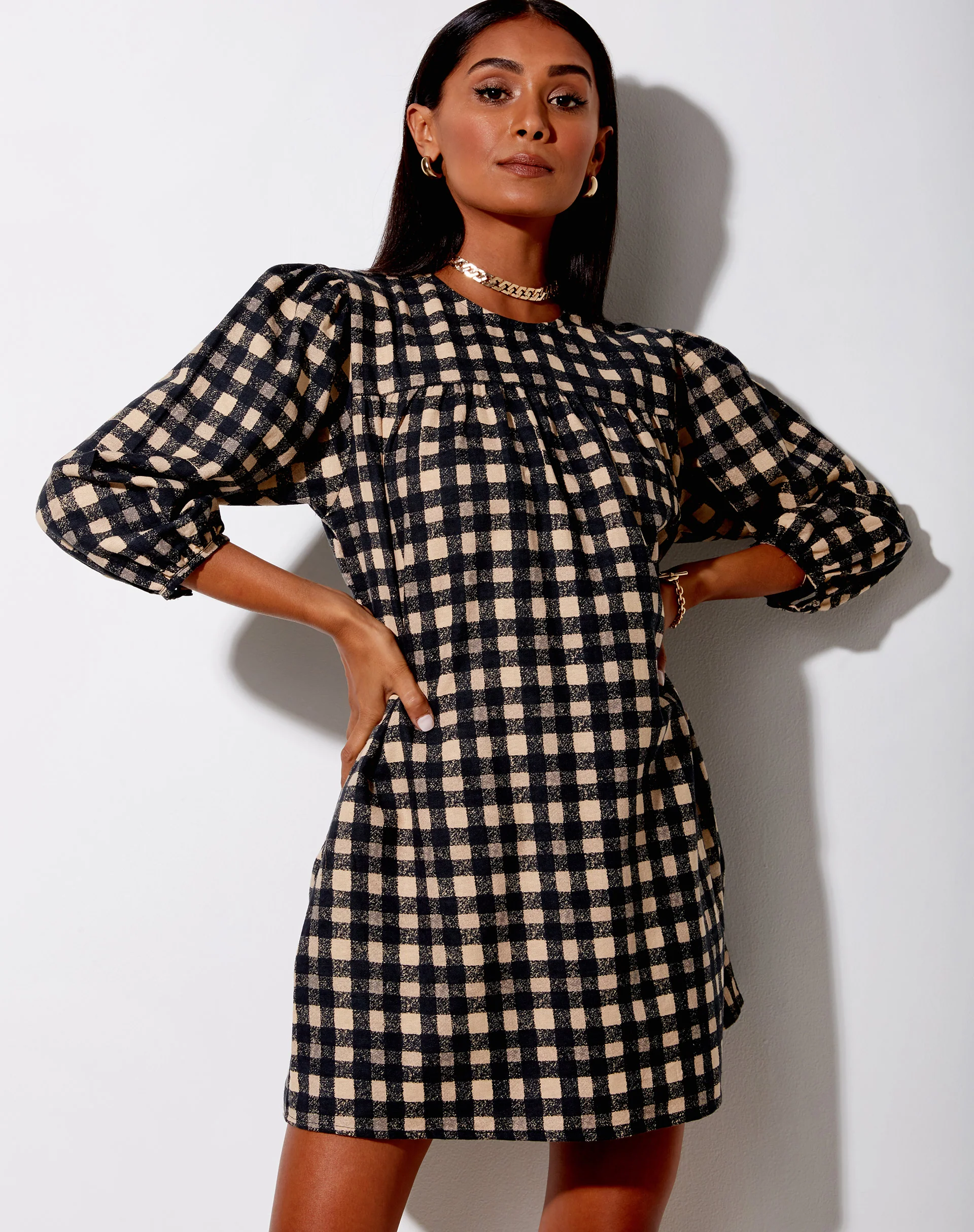 Isha Mini Dress in 90's Grunge Check - Awmao