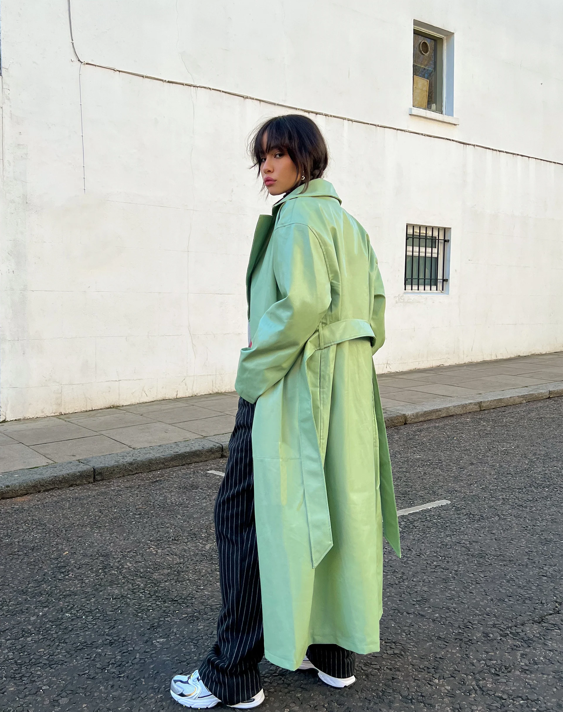 Ejo Trench Coat in PU Mint - Awmao