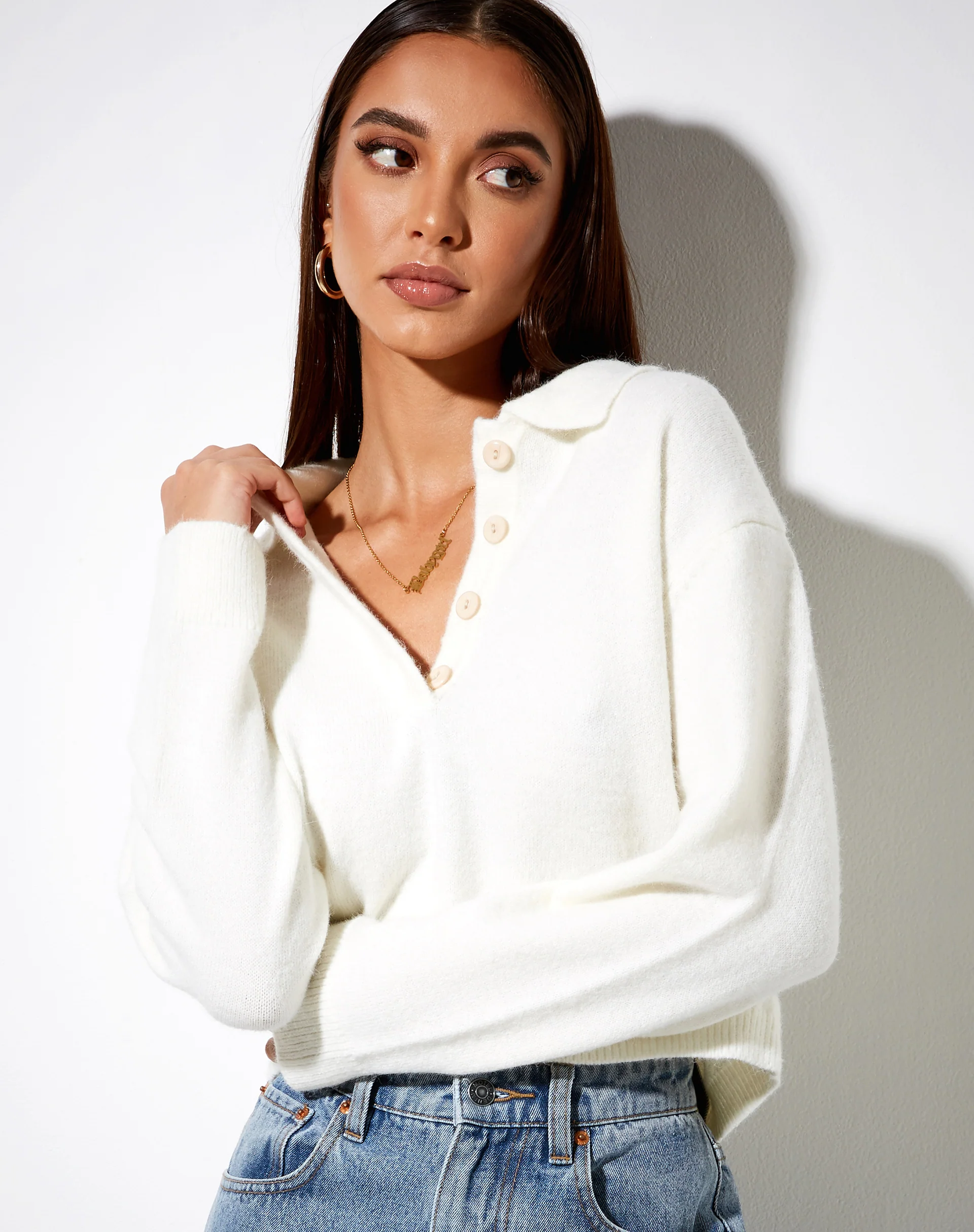 Tallis Jumper in Knit Ivory - Awmao