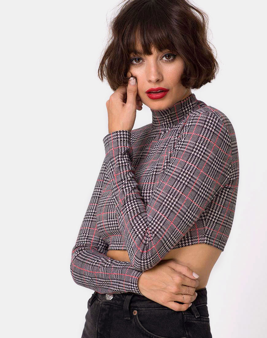 Laretta Crop Top in Charles Check Blush - Awmao
