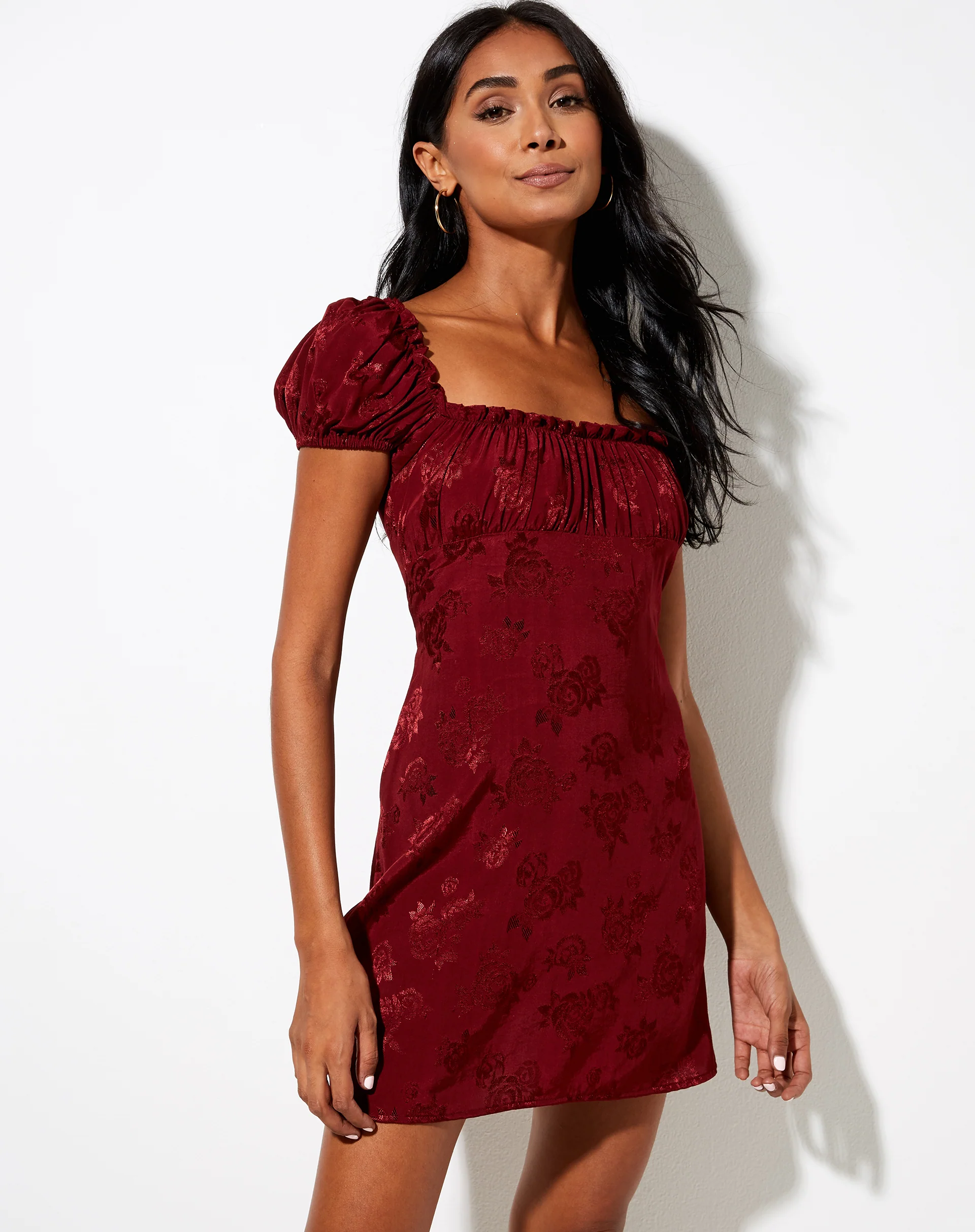 Menta Mini Dress in Satin Rose Mulberry - Awmao