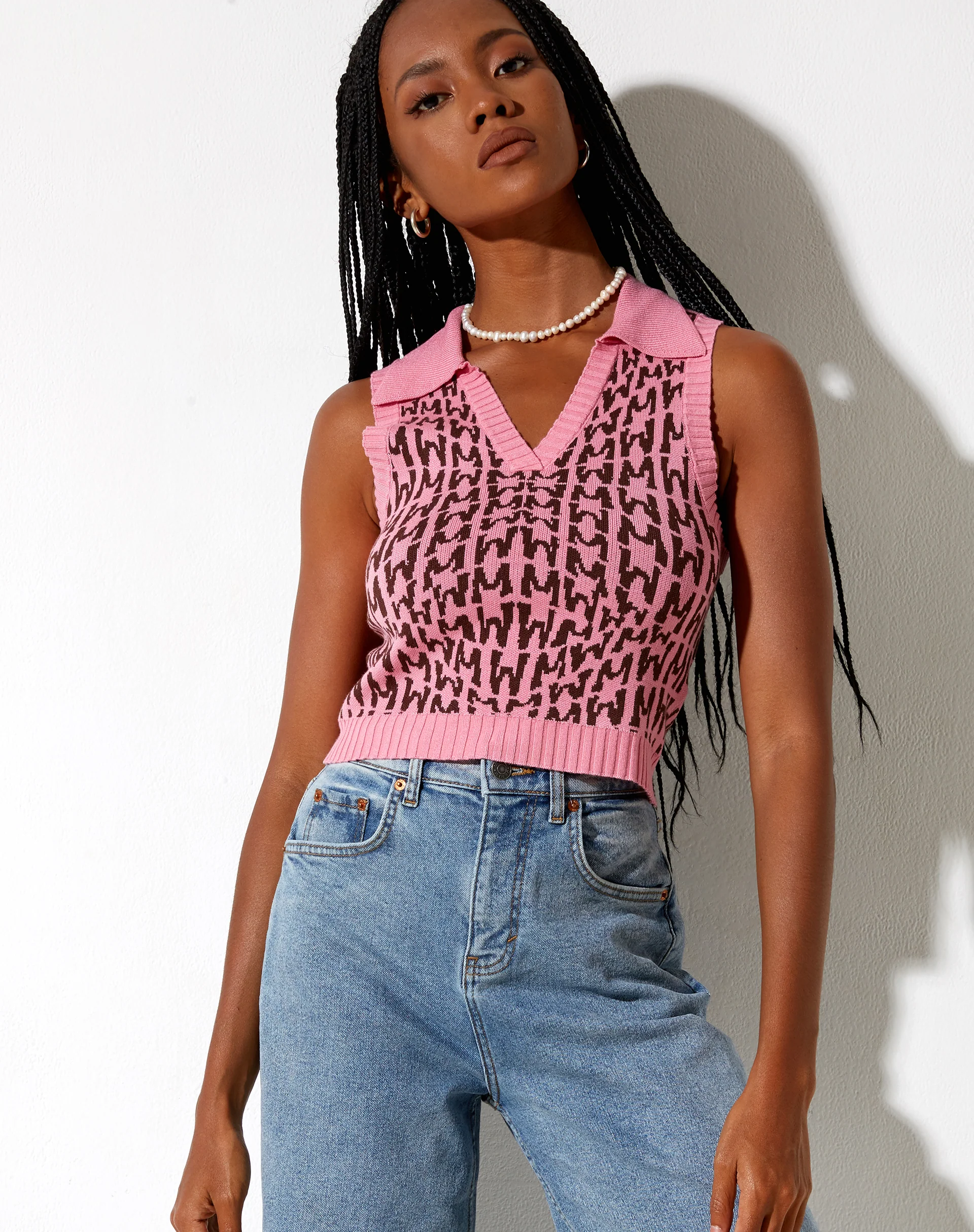 Syafa Tank Top in Wavey M Pink - Awmao