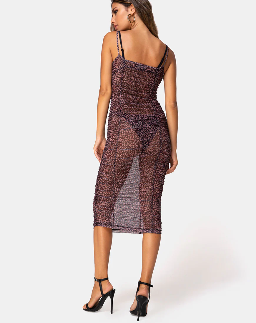 Mauna Maxi Dress in Rar Leopard Mesh - Awmao