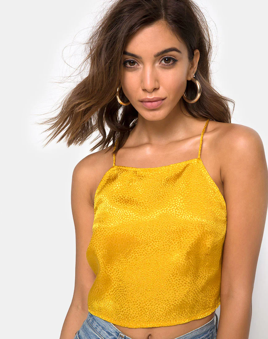 Fair Cami Top in Satin Mustard - Awmao