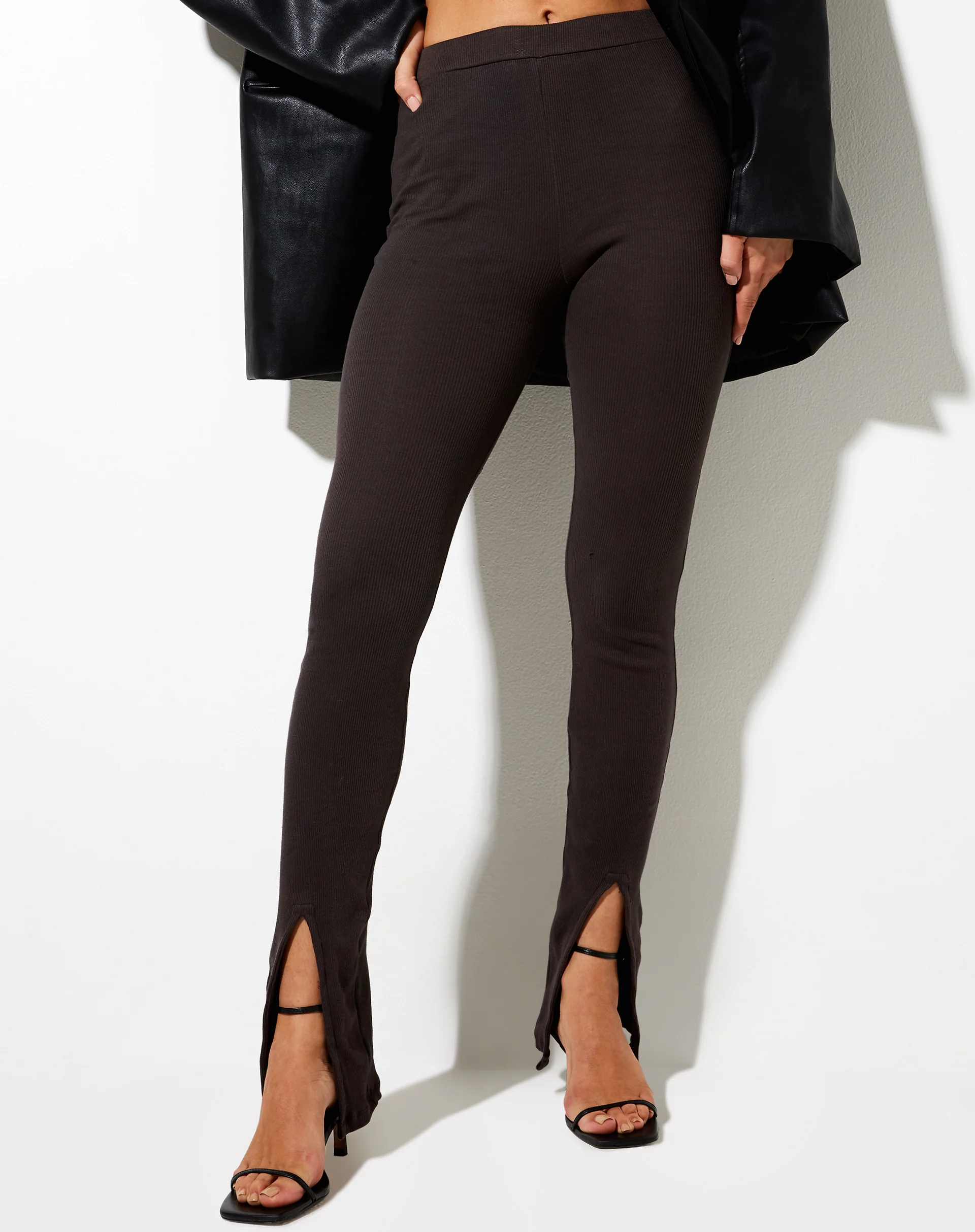Xaya Trousers in Rib Blackened Pearl - Awmao