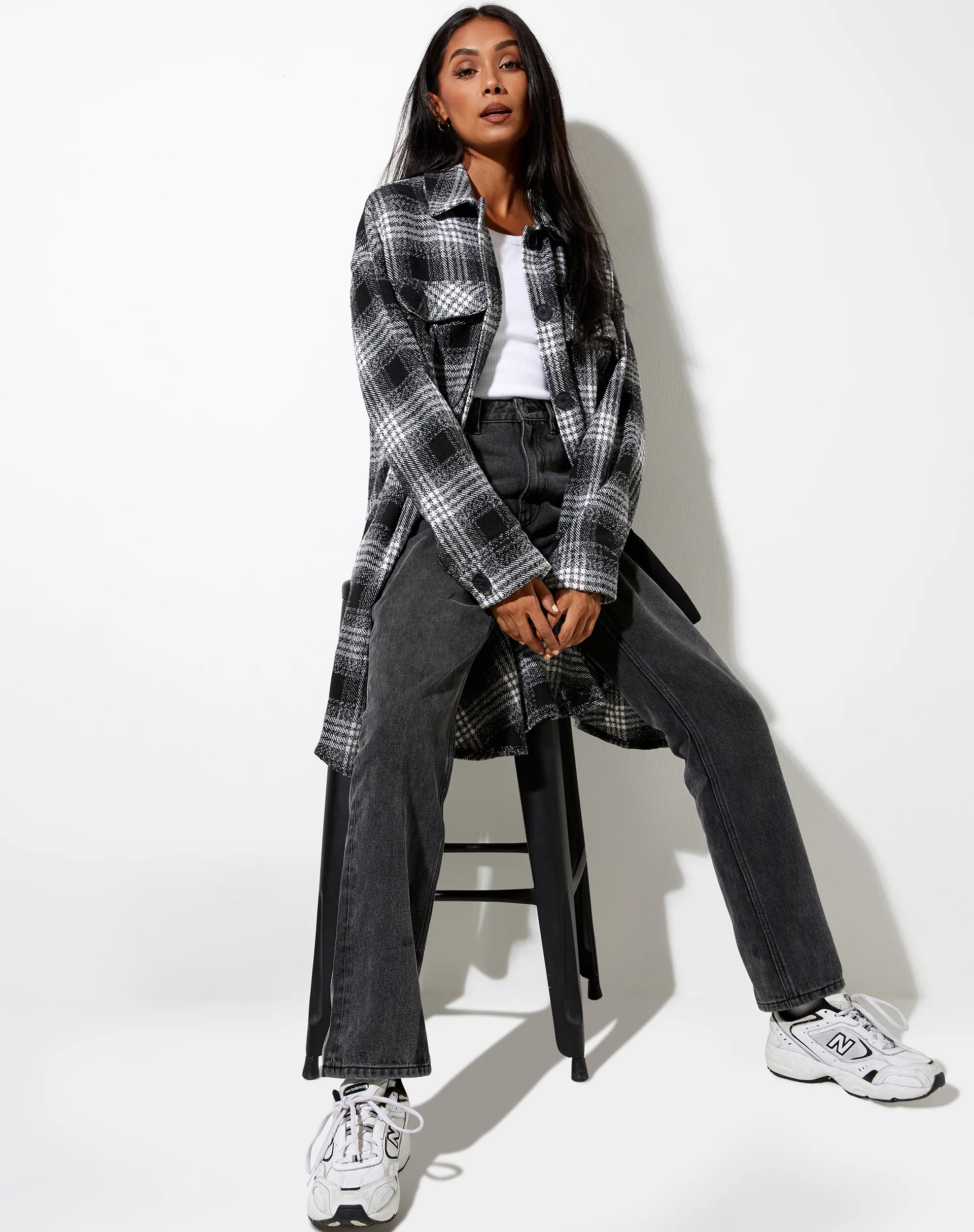 Maxiella Shirt in Black Check - Awmao