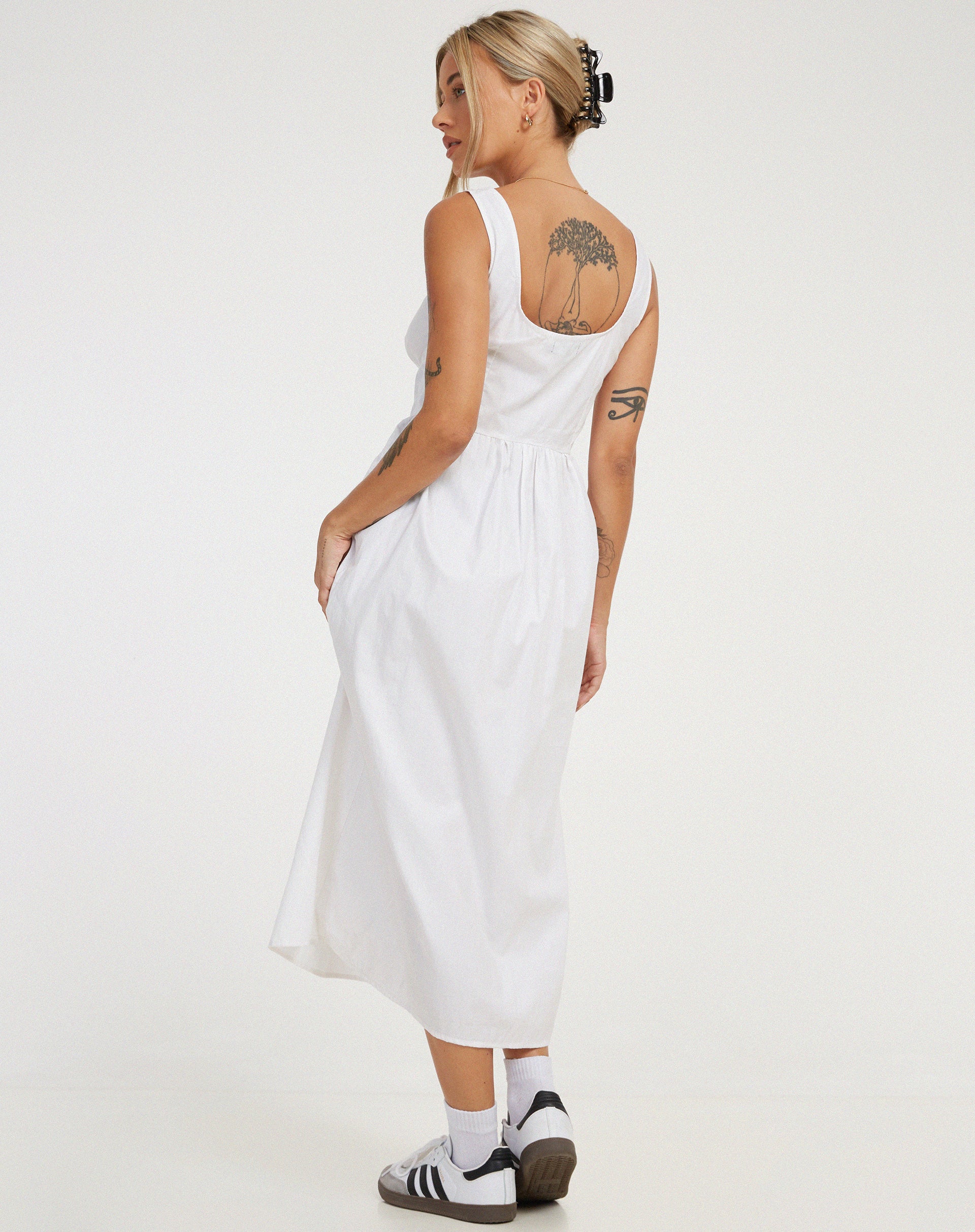 Melrose Midi Dress in White - Awmao