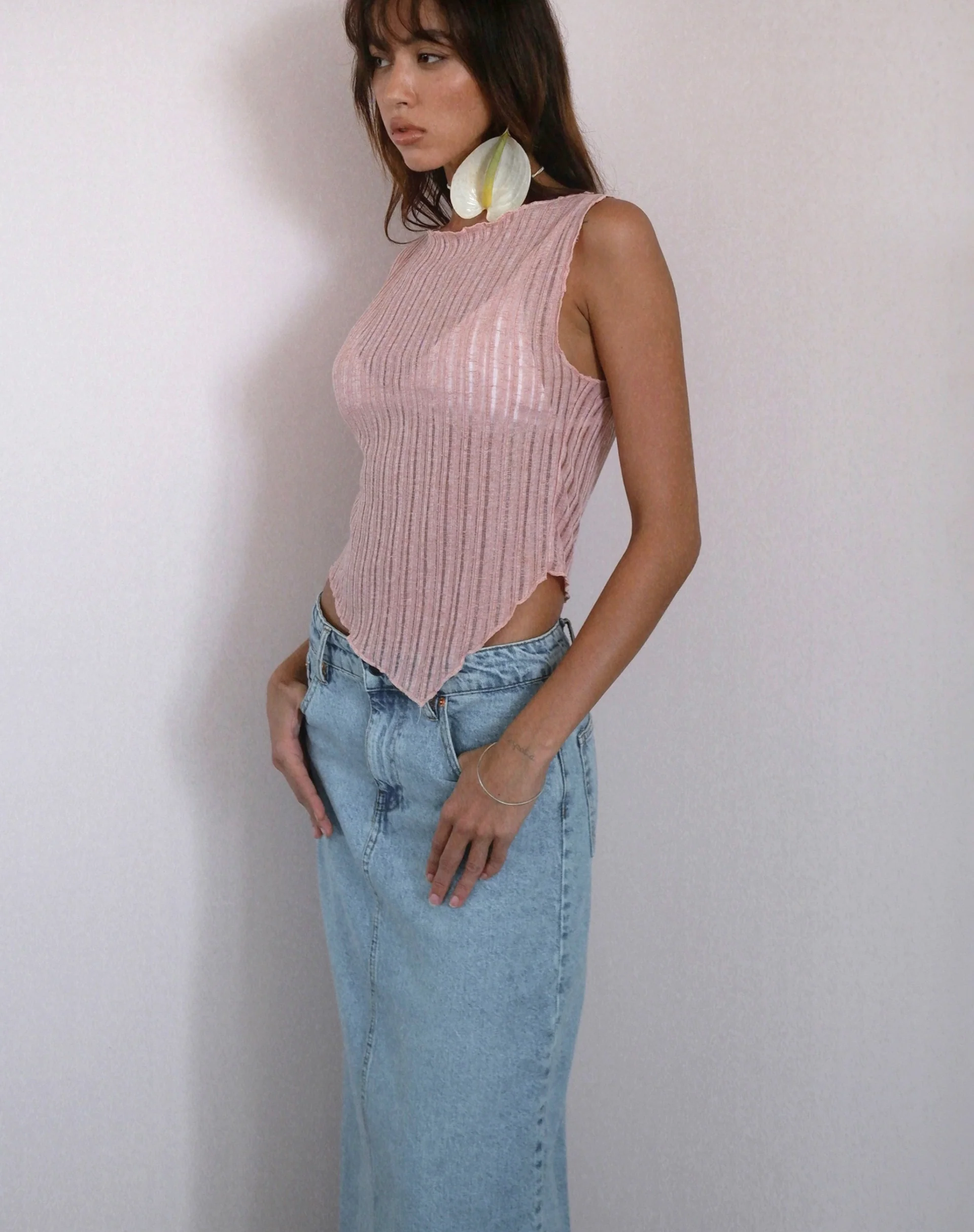 Etta Knitted Vest Top In Pink - Awmao