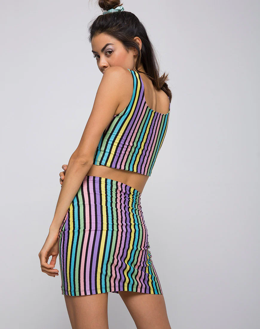 Kimmy Bodycon Skirt in New Stripe - Awmao