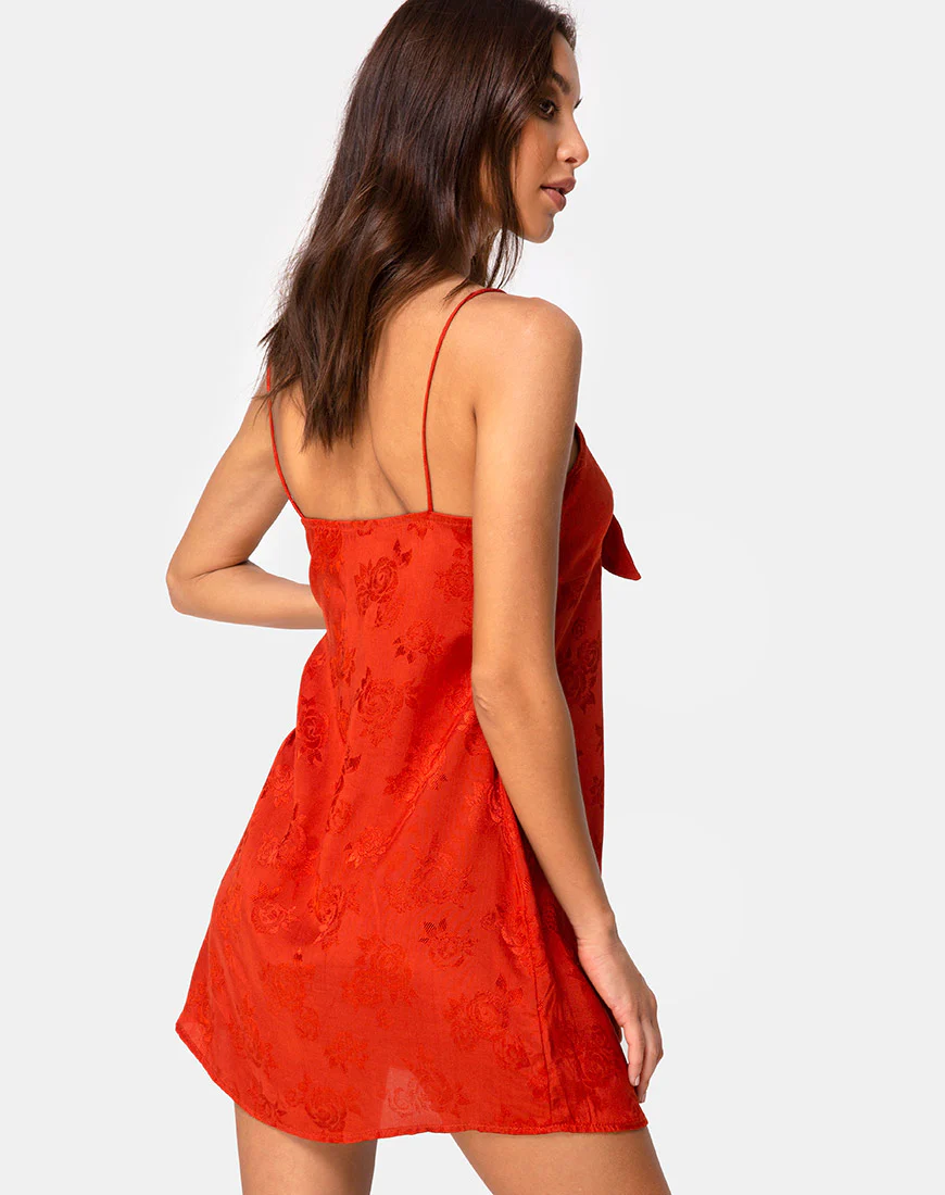 Roppan Slip Dress in Satin Rose Rust - Awmao