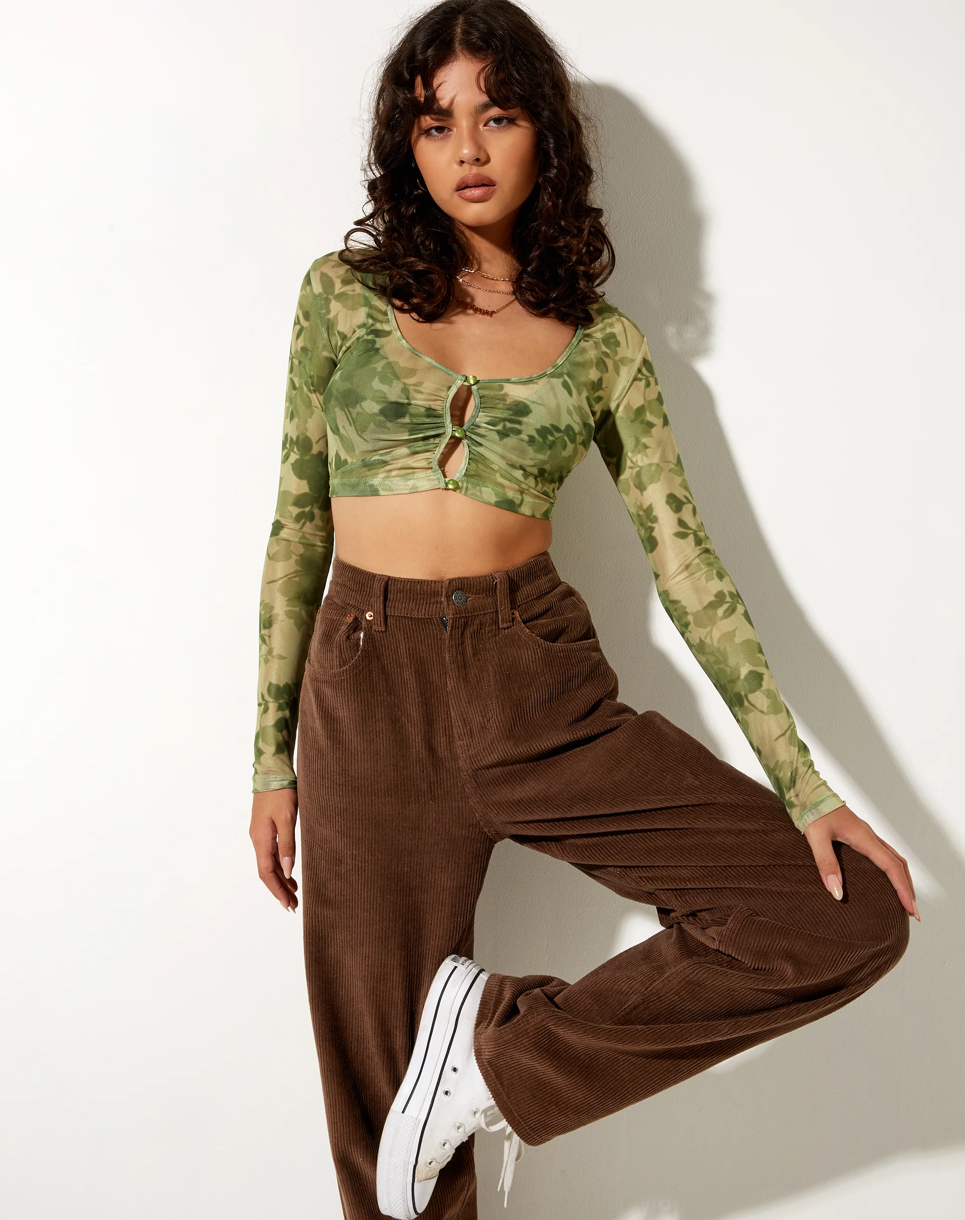Henru Cropped Cardi in Blurred Floral - Awmao