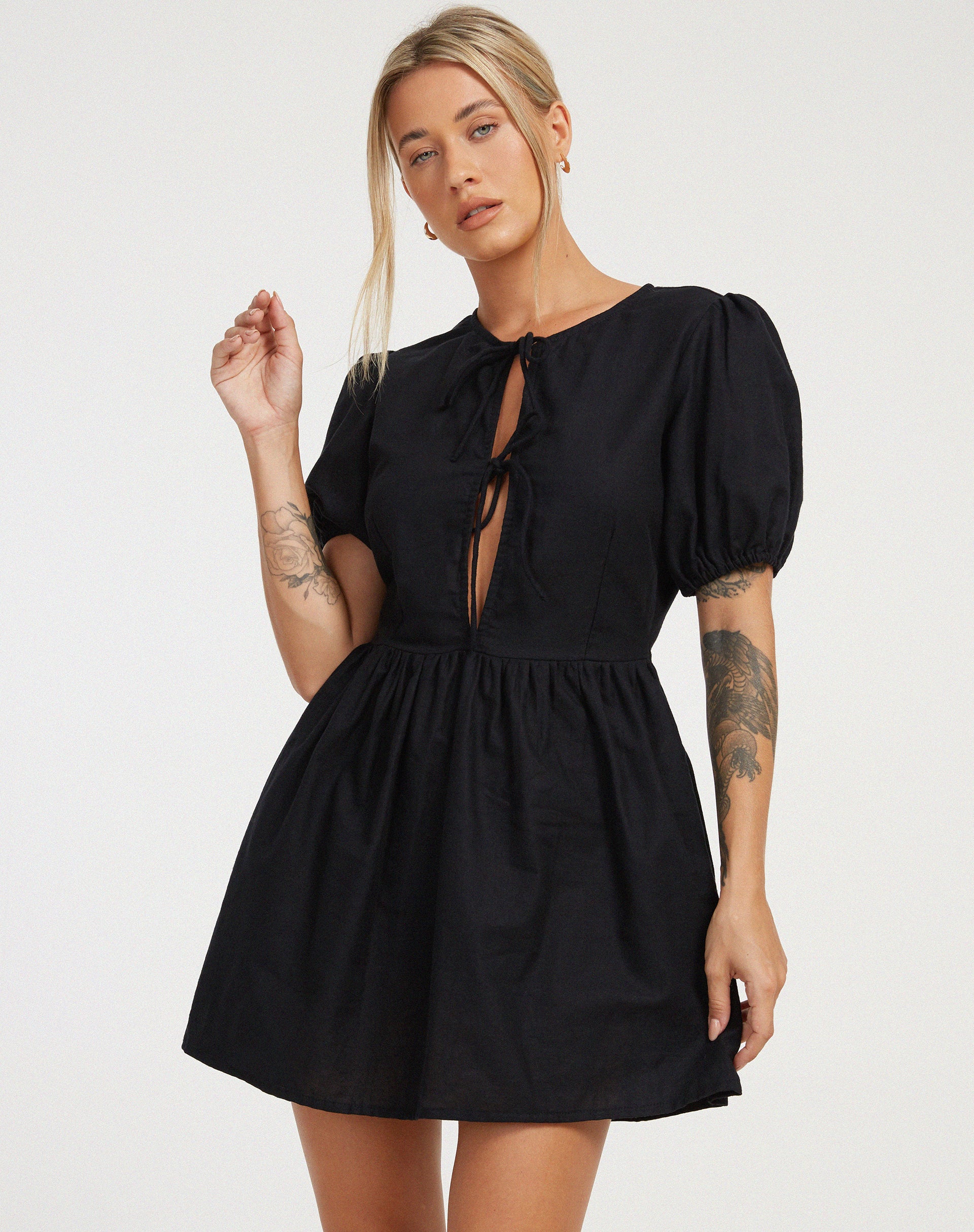 Shirley Mini Dress in Black - Awmao