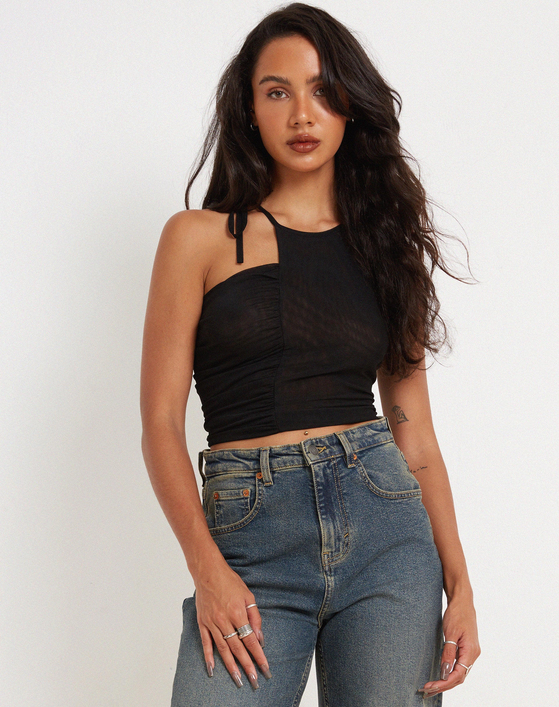 Sonja Crop Top in Black - Awmao