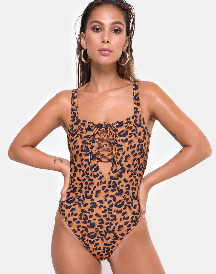 Evita Swimsuit in Burn Out Leopard - Awmao
