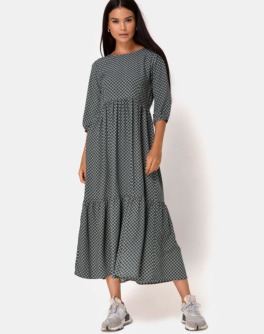 Ellery Maxi Dress in Check it Out Green - Awmao