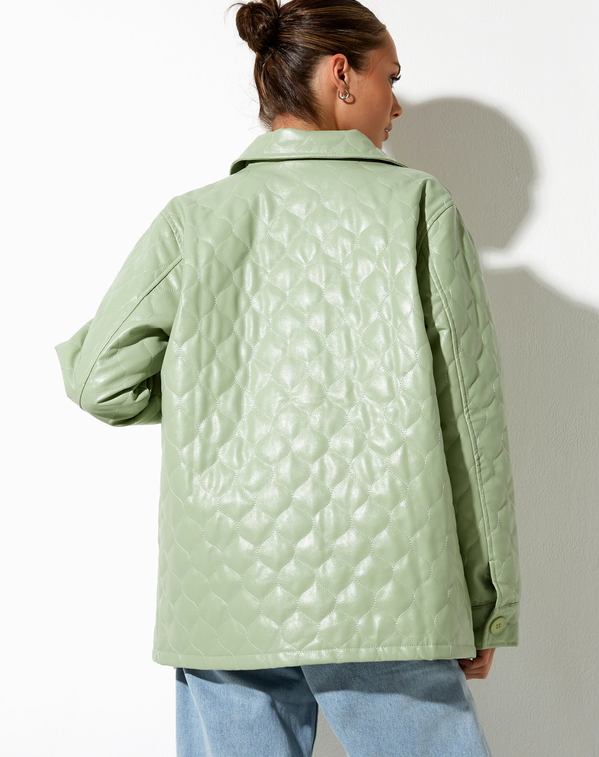 Winka Jacket in Quilted PU Pastel Mint - Awmao