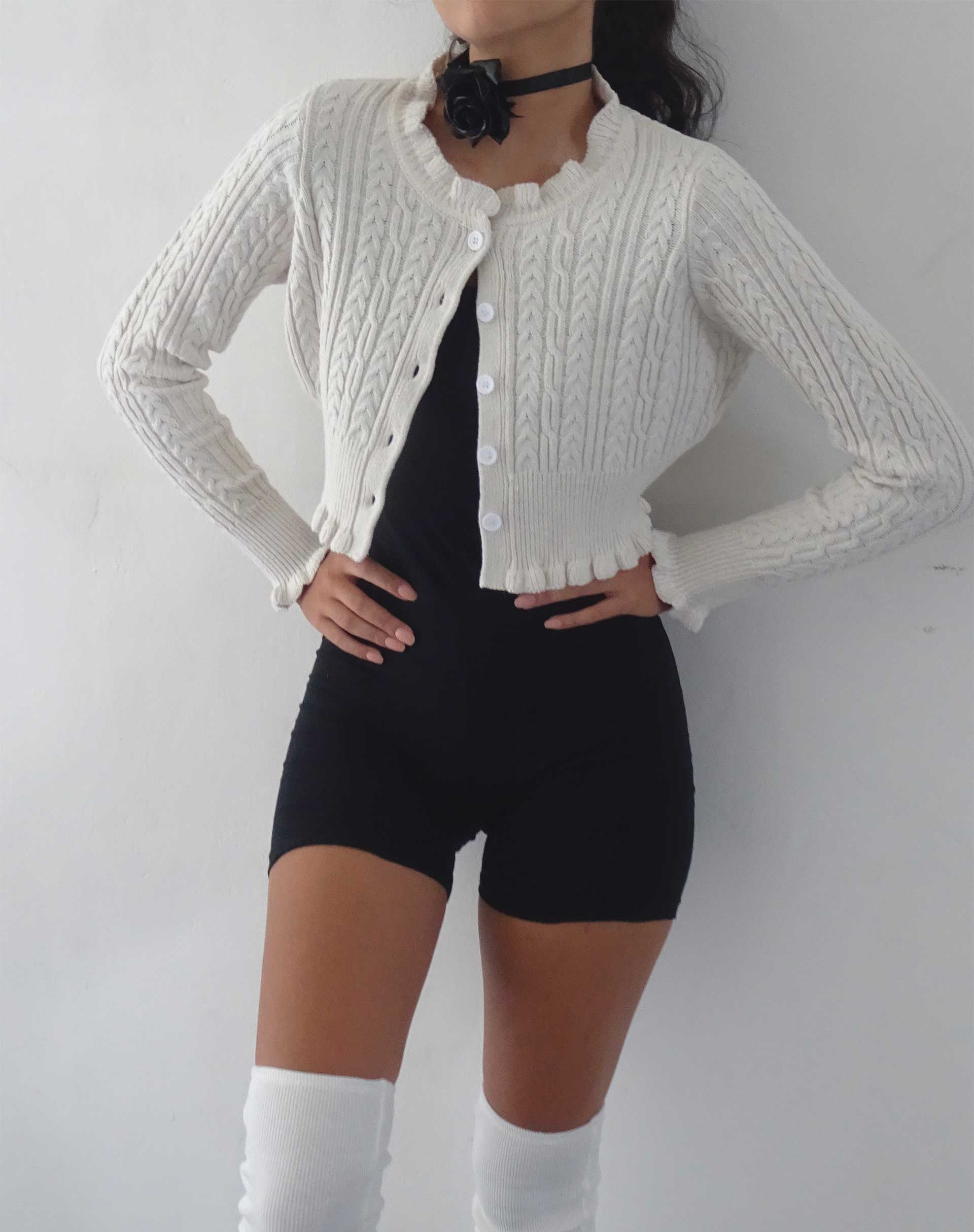 Yasona Button Up Cardigan in Ivory - Awmao