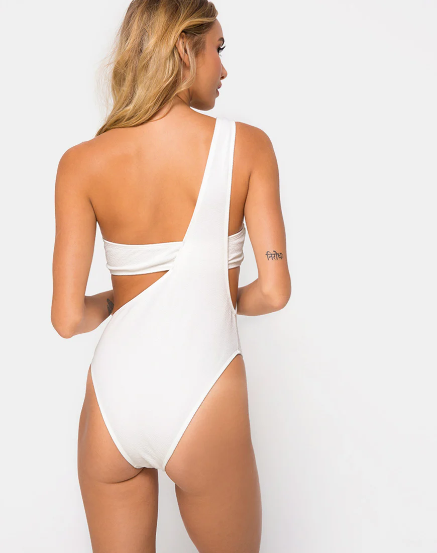Elkin Swimsuit in Textured White - Awmao