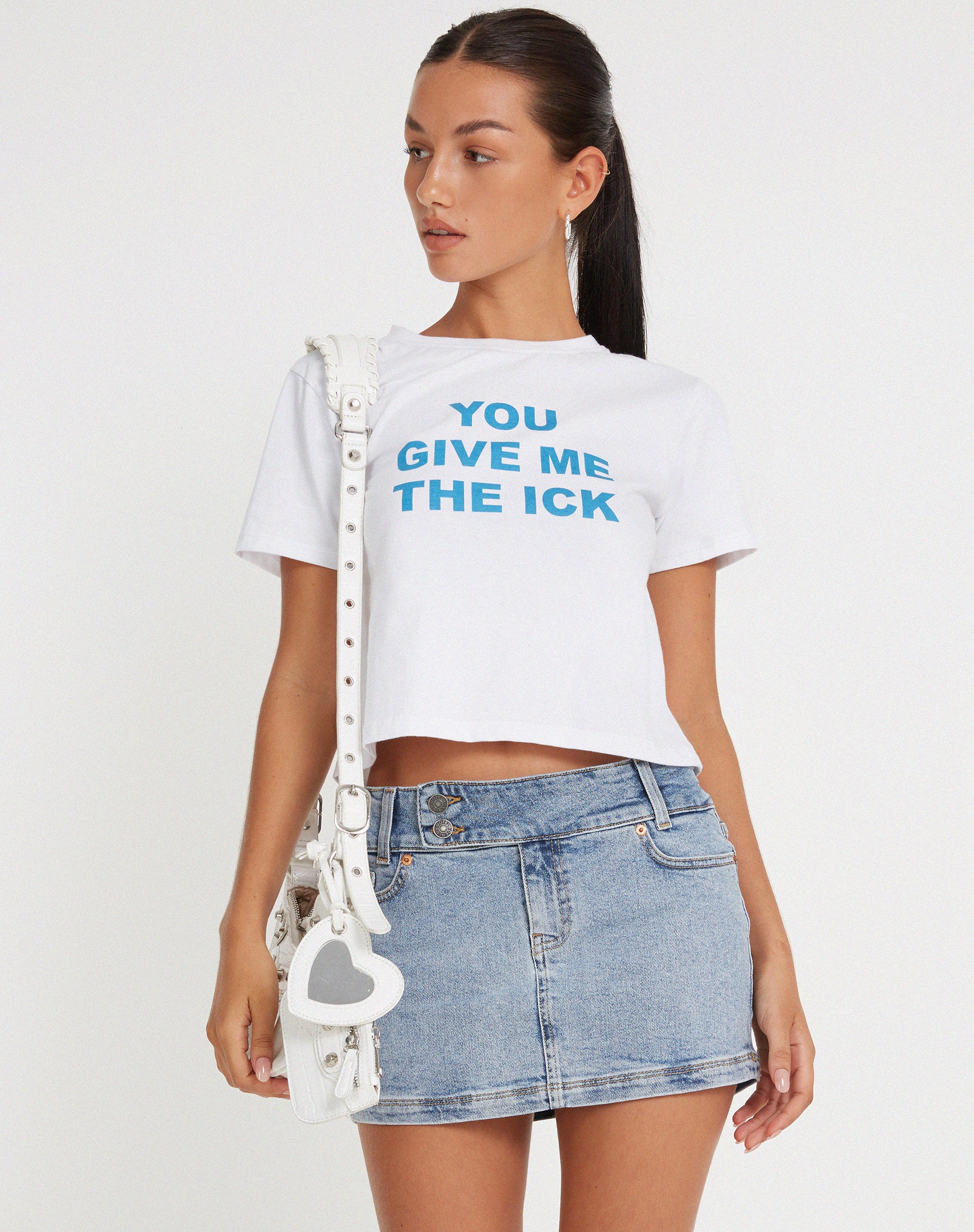 Shrunk Tee in White You Give Me The Ick - Awmao