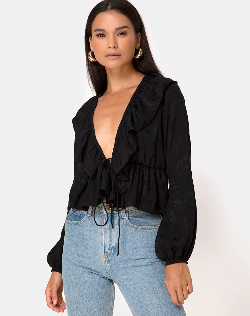Diar Top in Satin Rose Black - Awmao