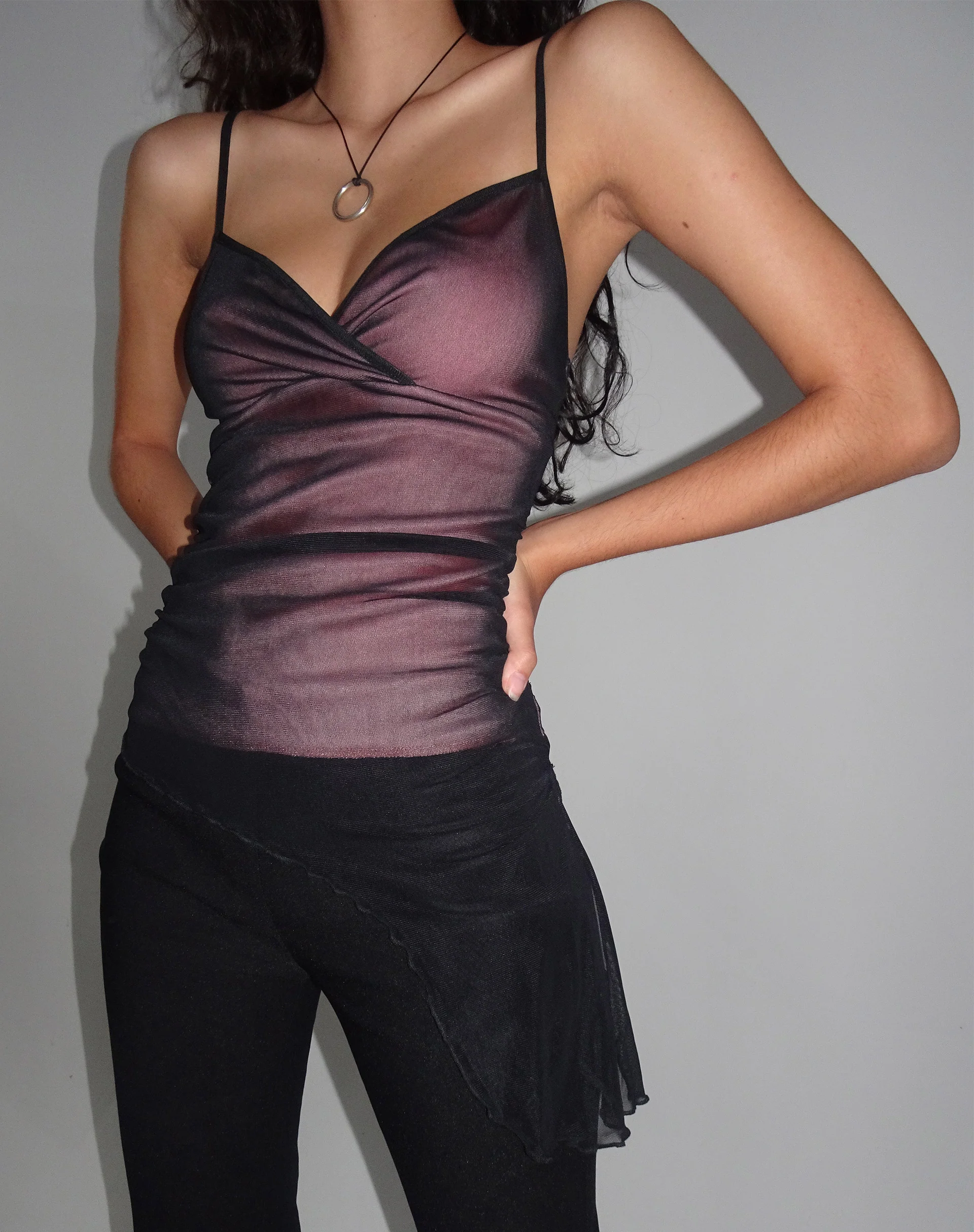 Waca Top in Black with Pink Lining - Awmao