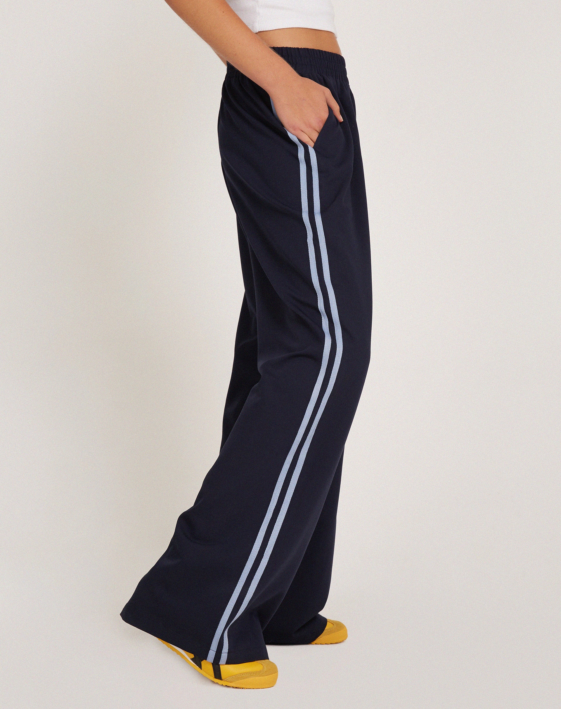 Bennett Trouser in Tailoring Navy with Side Stripe - Awmao