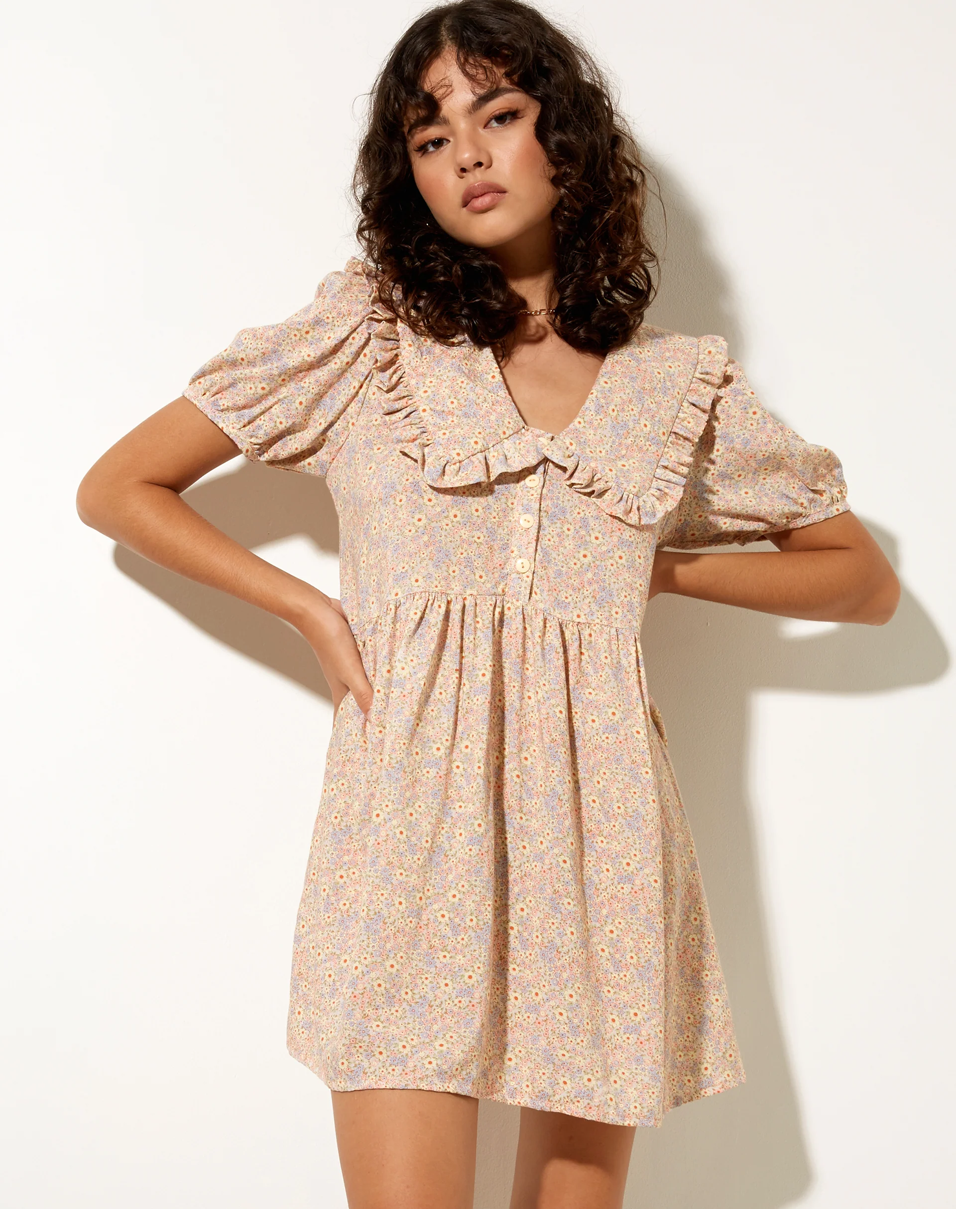 Madsen Skater Dress in 70's Prairie Girl Floral - Awmao
