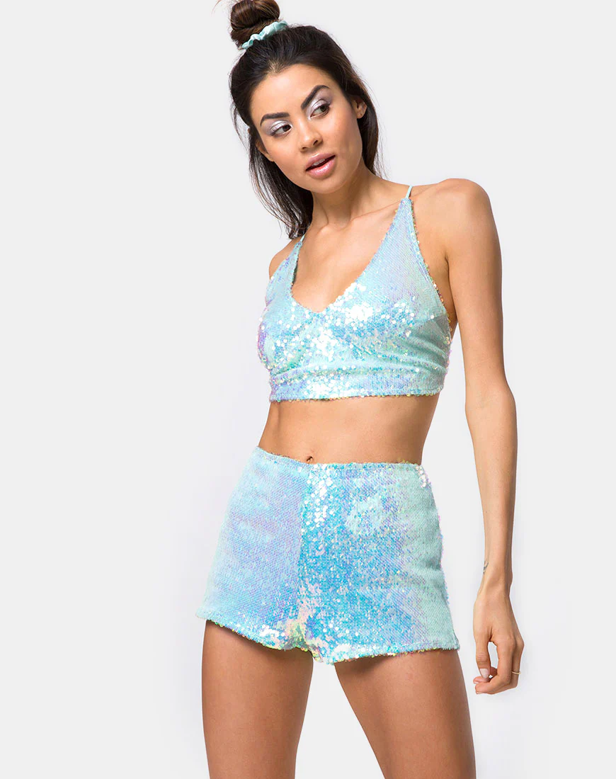 Crystal Short in Fishcale Sequin Candy Unicorn - Awmao