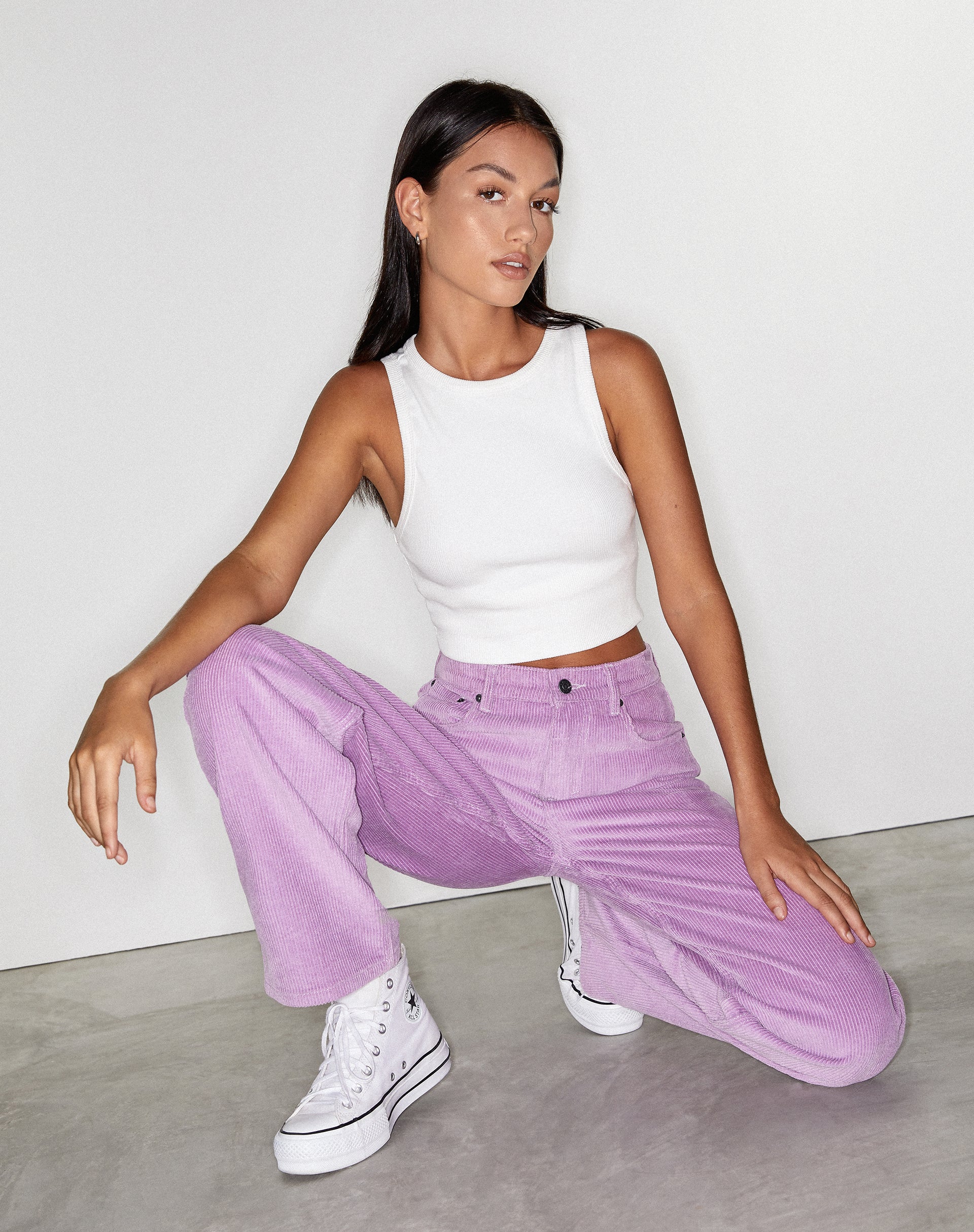 Parallel Trouser in Cord Lilac - Awmao