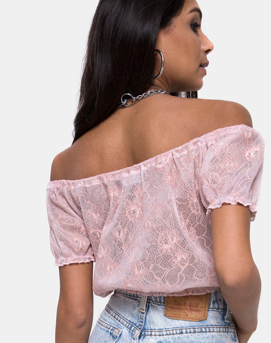 Eva Crop Top in Lace Rose - Awmao