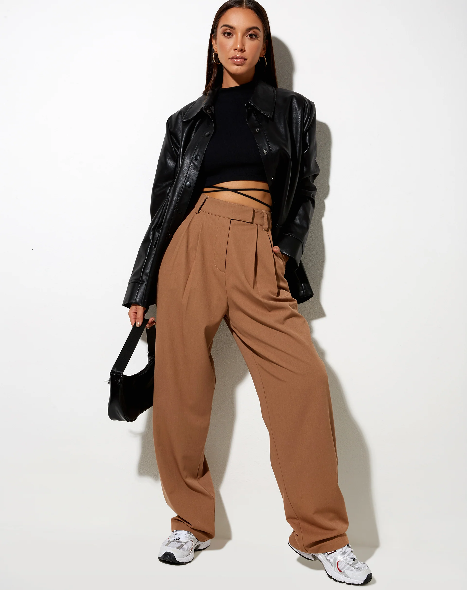 Misha Wide Leg Trouser in Tailoring Putty - Awmao